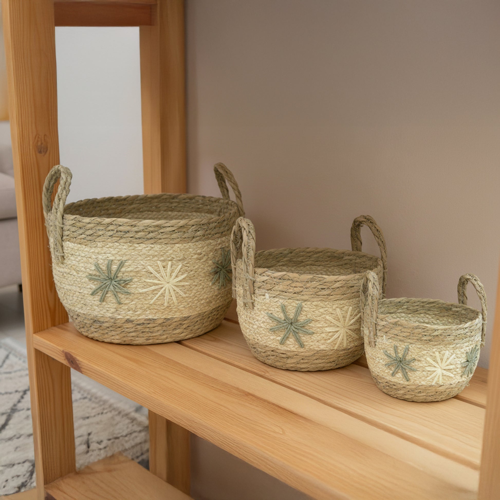 Set of 3 Tami Corn Rope Baskets with Handles