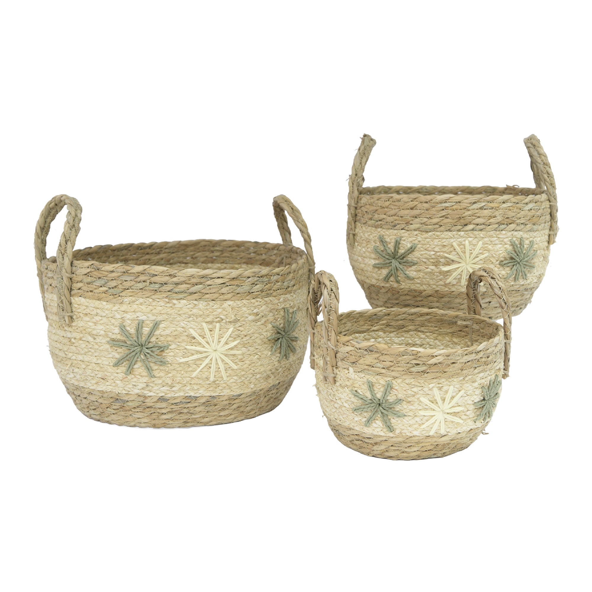 Set of 3 Tami Corn Rope Baskets with Handles