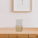 Glass Candle Holder Hurrican With Metal & Raffia Base