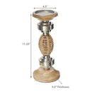 Oval Raffia Metal Pillar Candlestick