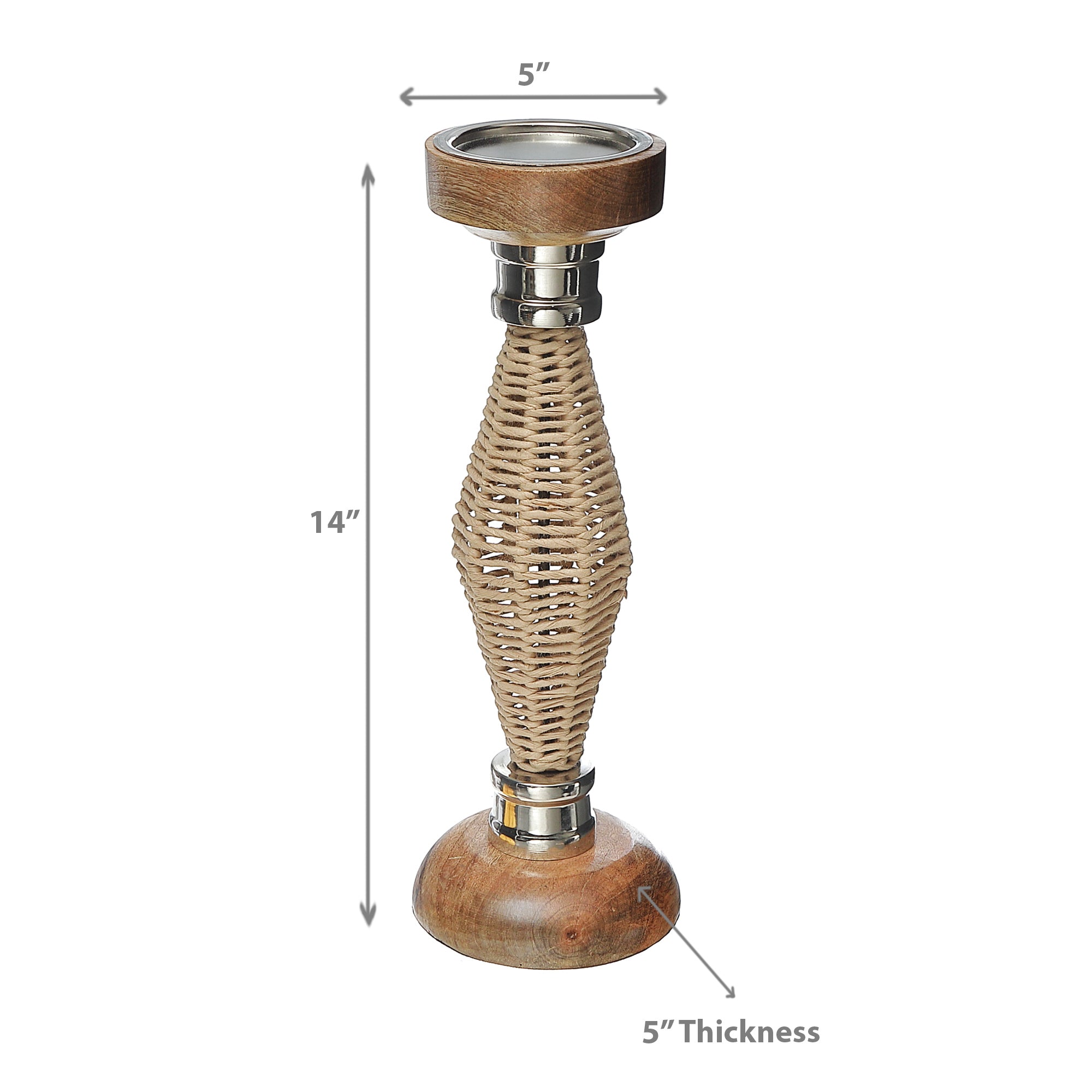 Diamond Raffia Metal Candlestick