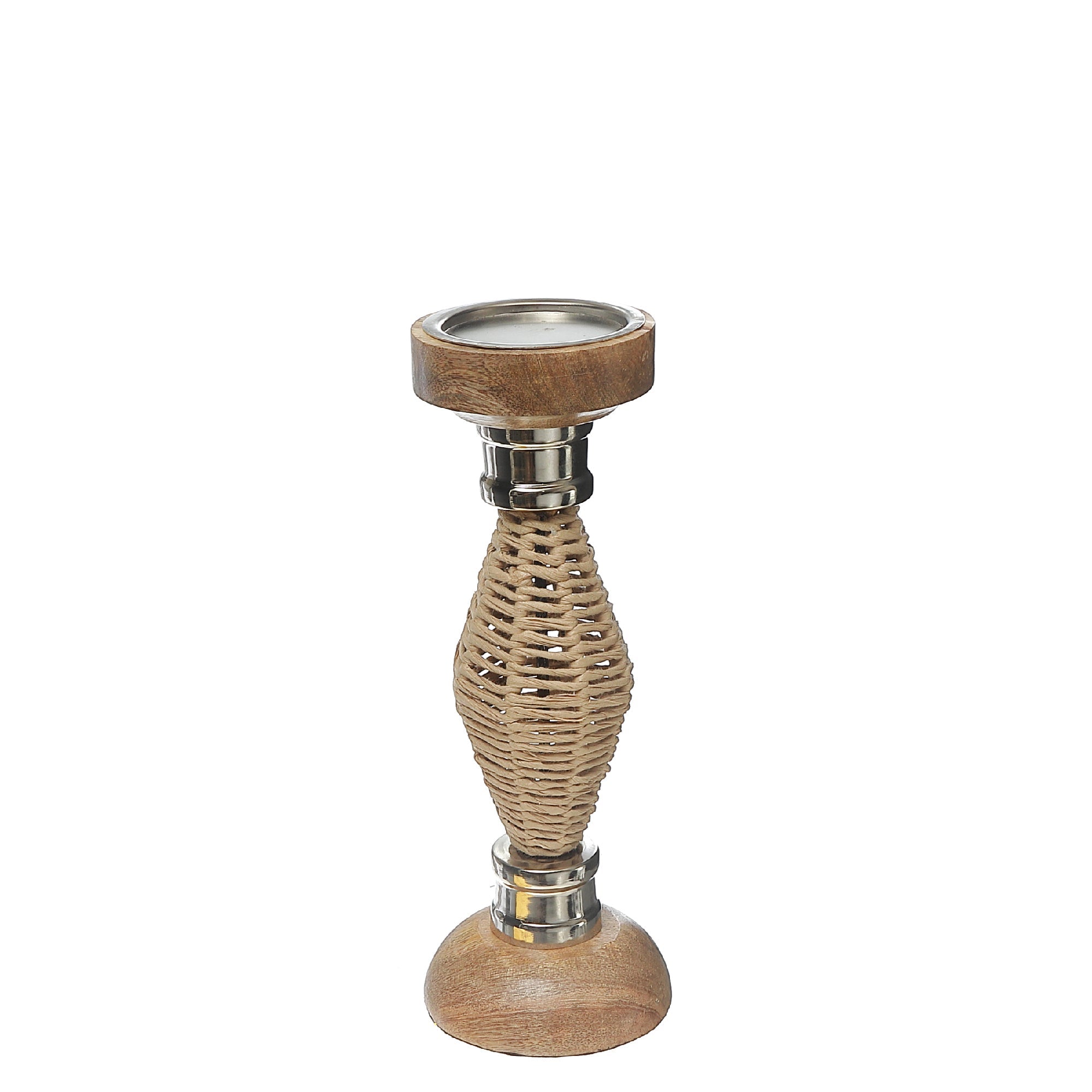 Diamond Raffia Metal Candlestick, Rustic Table Centerpiece, Decorative Candle Holder