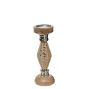 Diamond Raffia Metal Candlestick