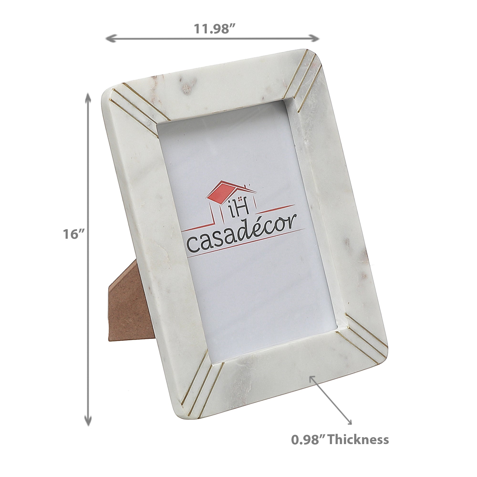 Marble White Picture Frame With Brass Inlay, Decorative Photo Display, Home Decor