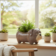 Dog-Shaped Ceramic Planter - Set of 2