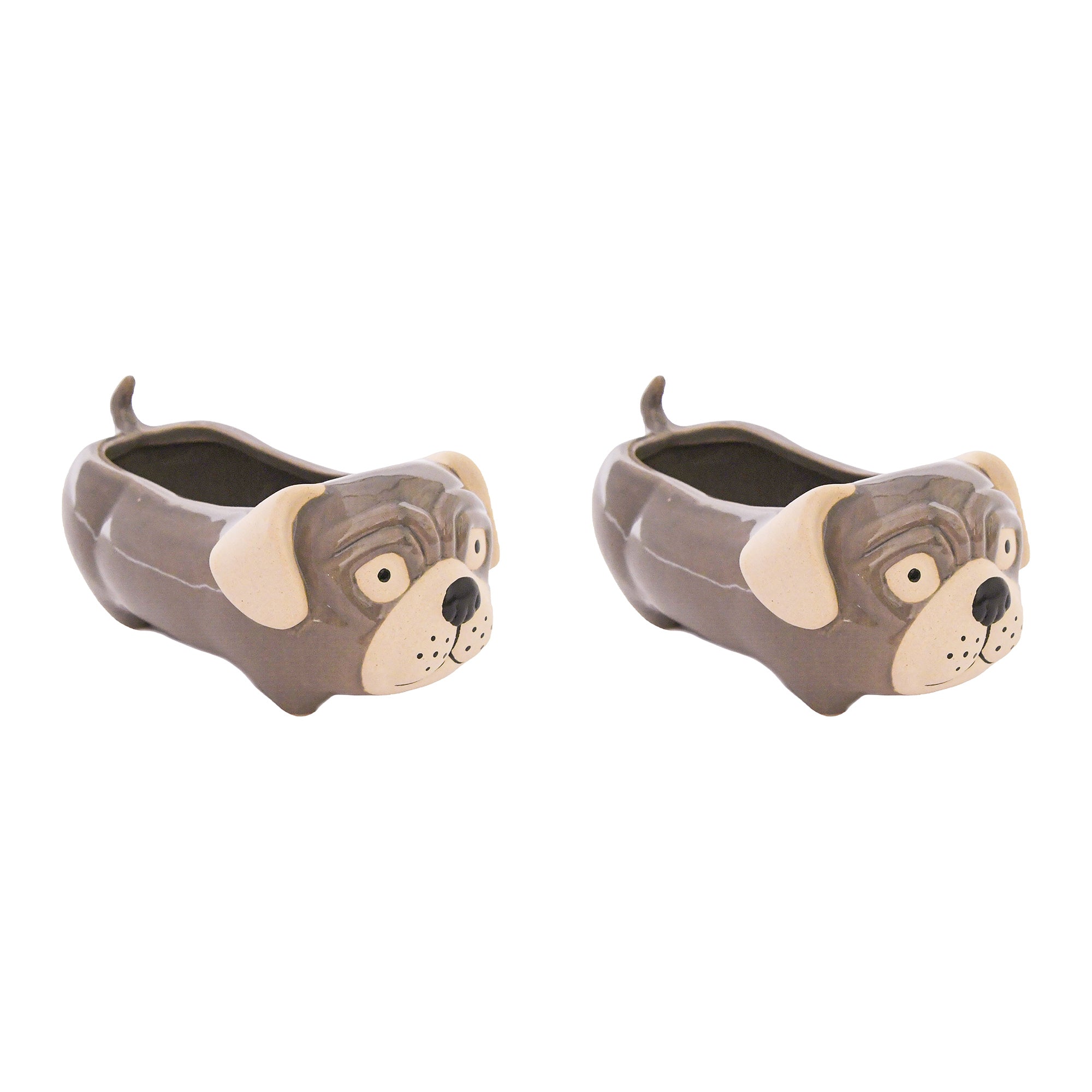 Dog-Shaped Ceramic Planter - Set of 2