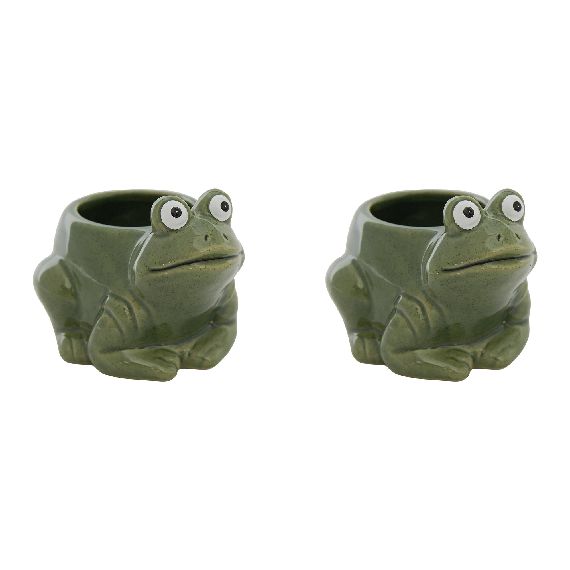Frog-Shaped Ceramic Planter - Set of 2