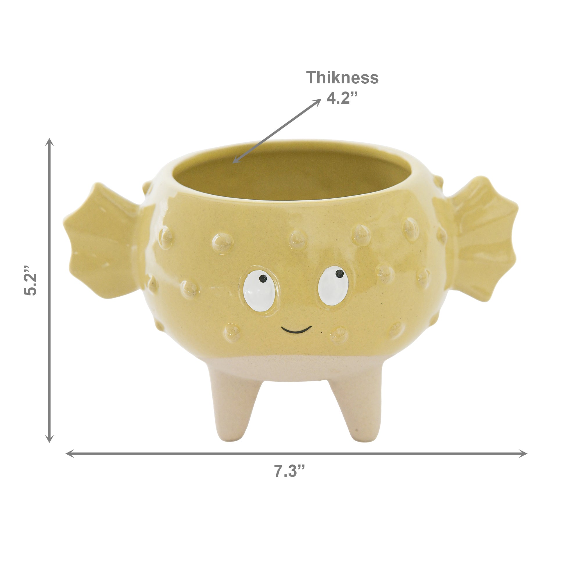 Large Puffer Fish-Shaped Ceramic Planter - Set of 2