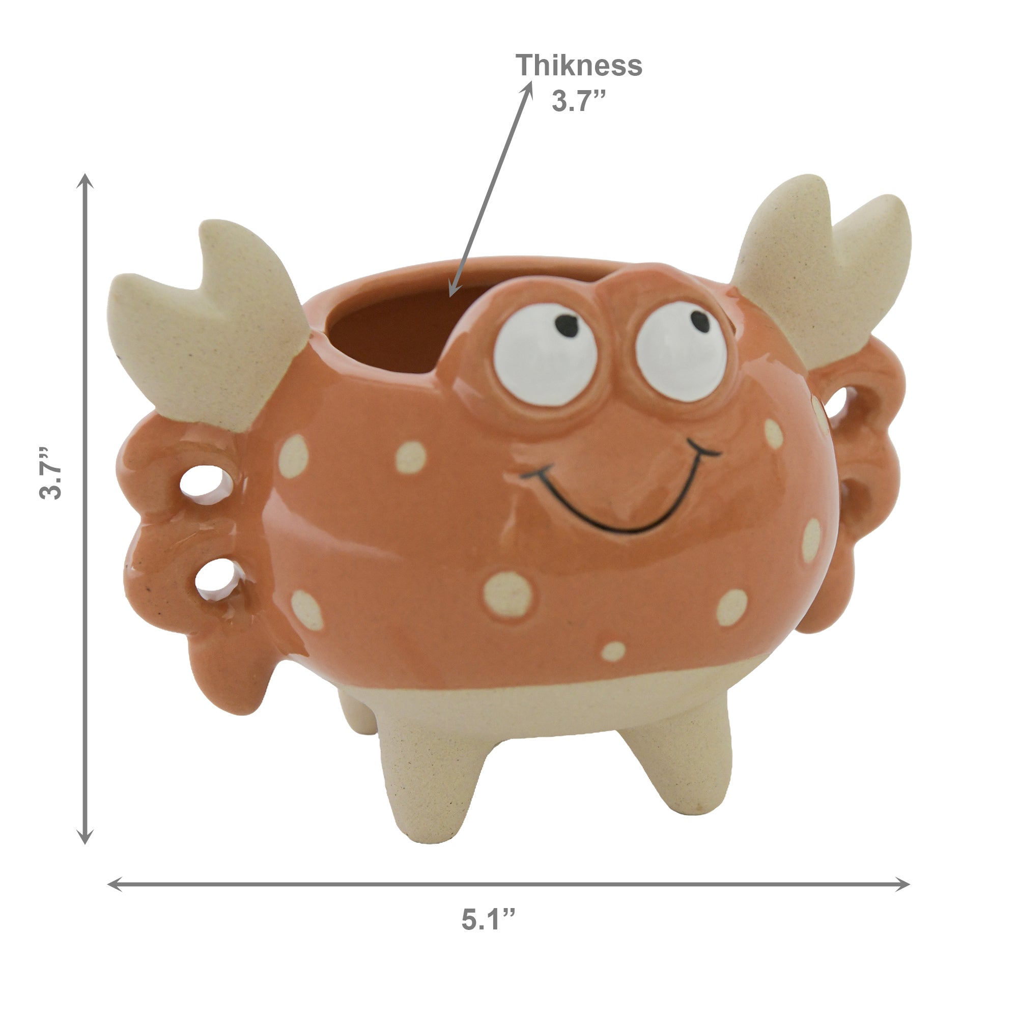 Crab-Shaped Ceramic Planter - Set of 2
