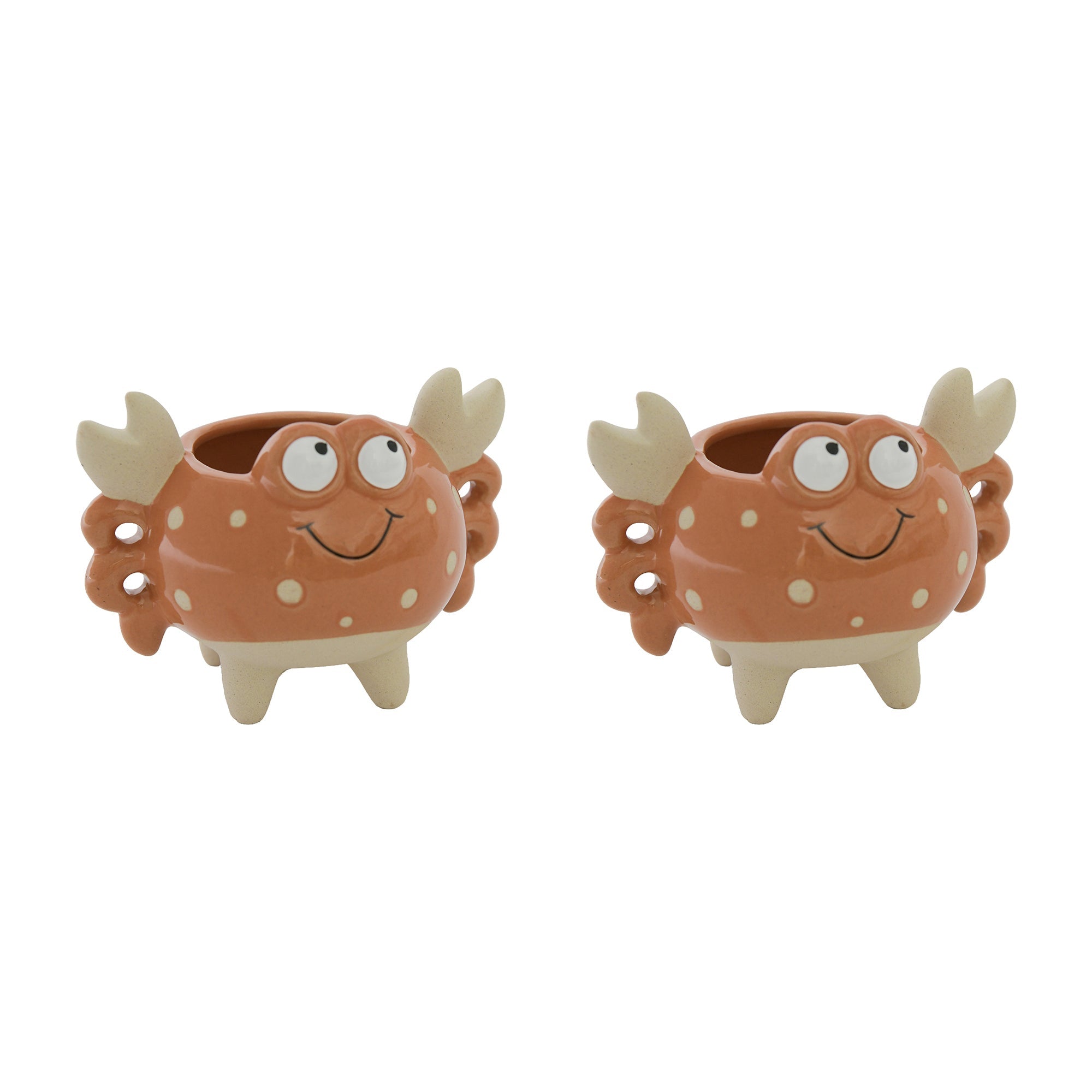 Crab-Shaped Ceramic Planter - Set of 2