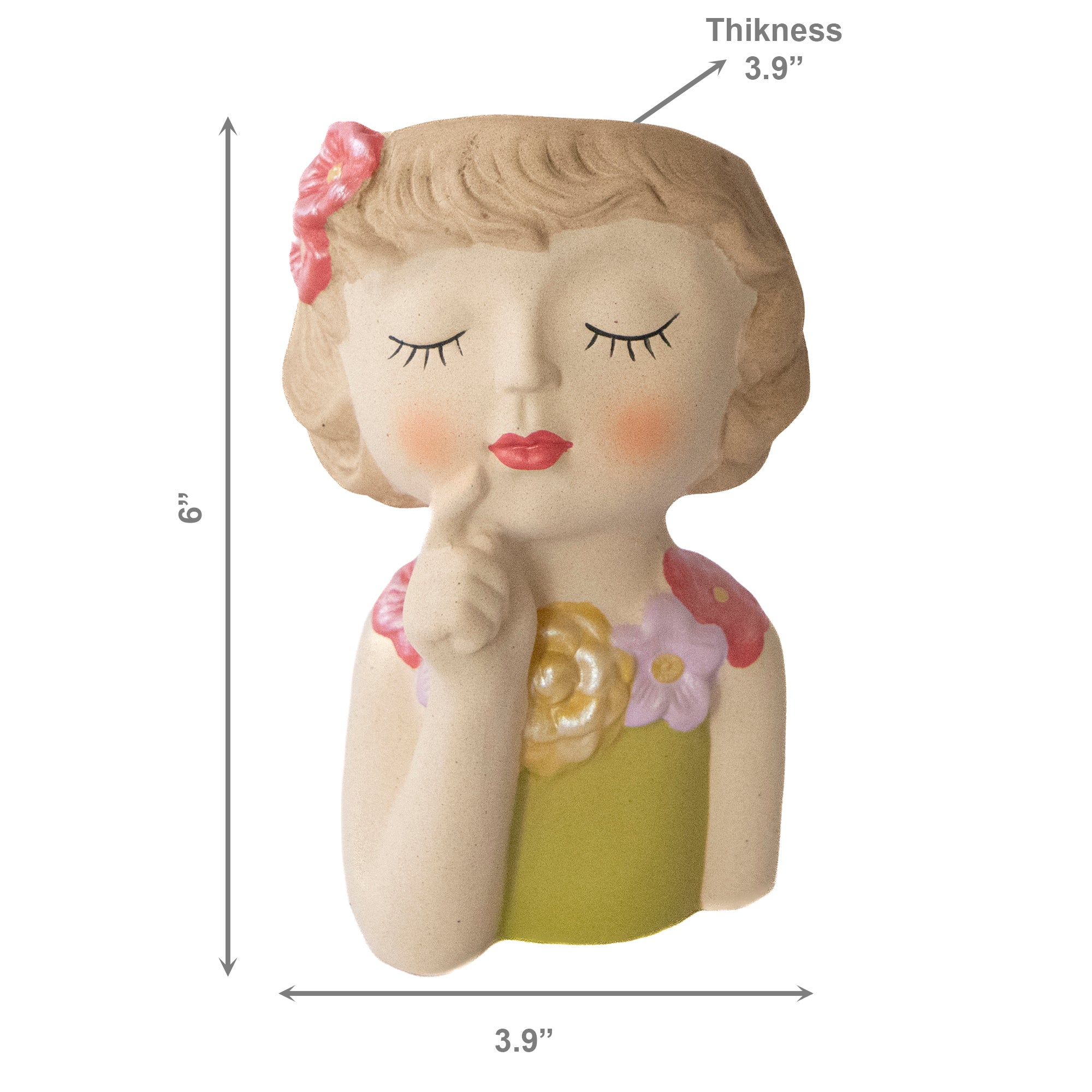 Dreamy Flower Girl Ceramic Planter Figurine - Set of 2