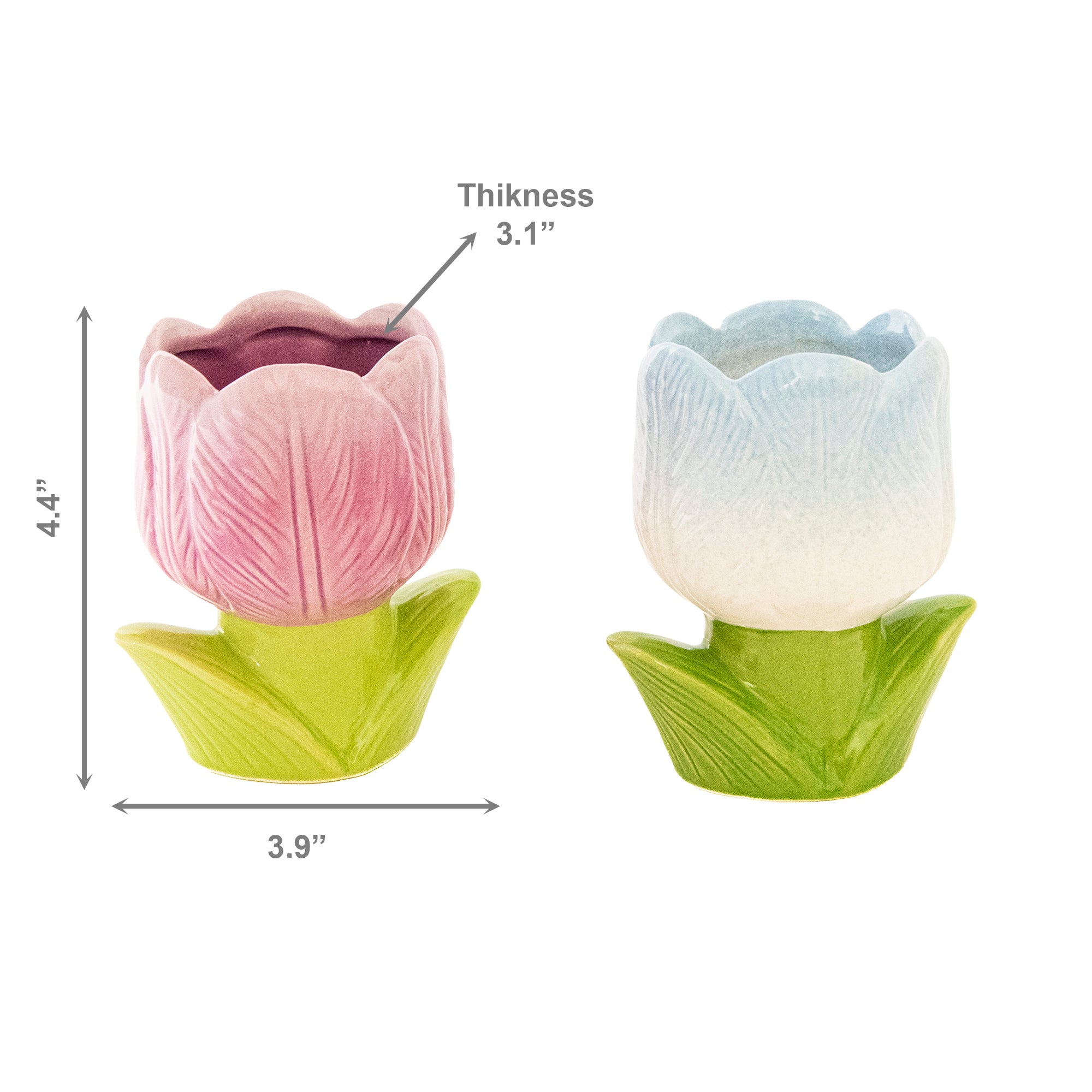 Purple & Light Blue Tulip Bloom Ceramic Cup Planter - Set of 2
