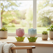 Purple & Light Blue Tulip Bloom Ceramic Cup Planter - Set of 2