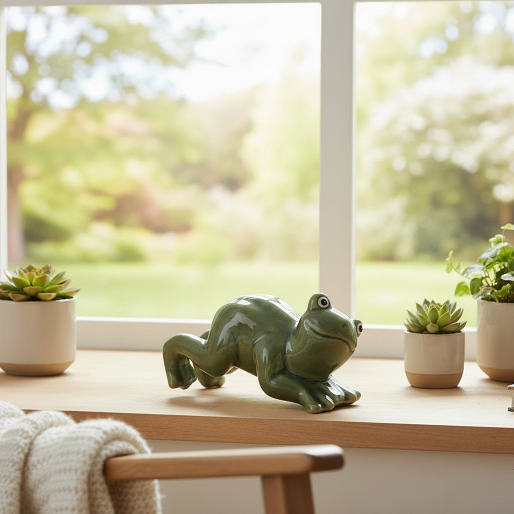 Frog-Themed Ceramic Pot Hanger Décor - Set of 2