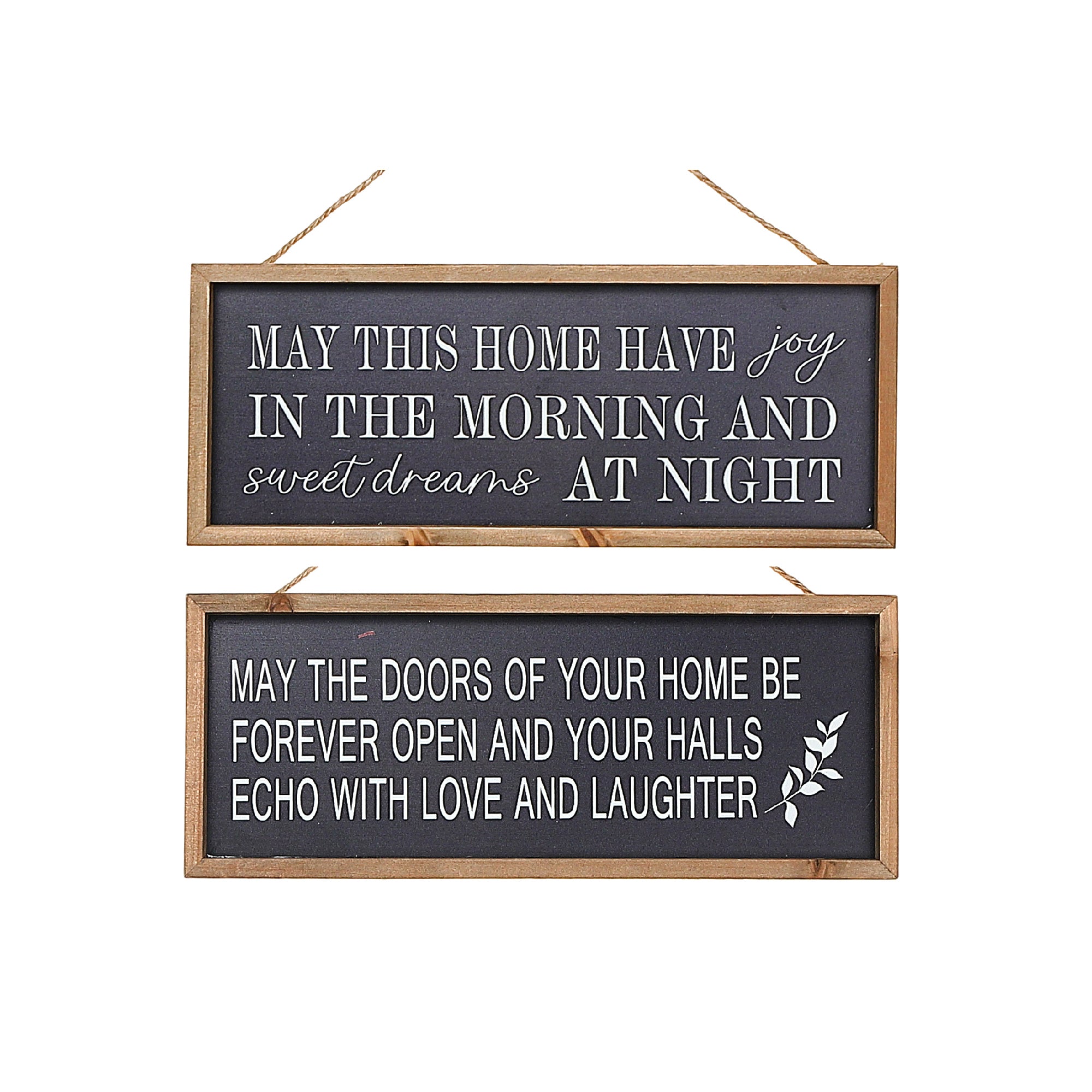 Framed Rectangular Wood Sign "May Your Home Be Filled With" Set Of 2, Inspirational Wall Decor, Farmhouse Accent