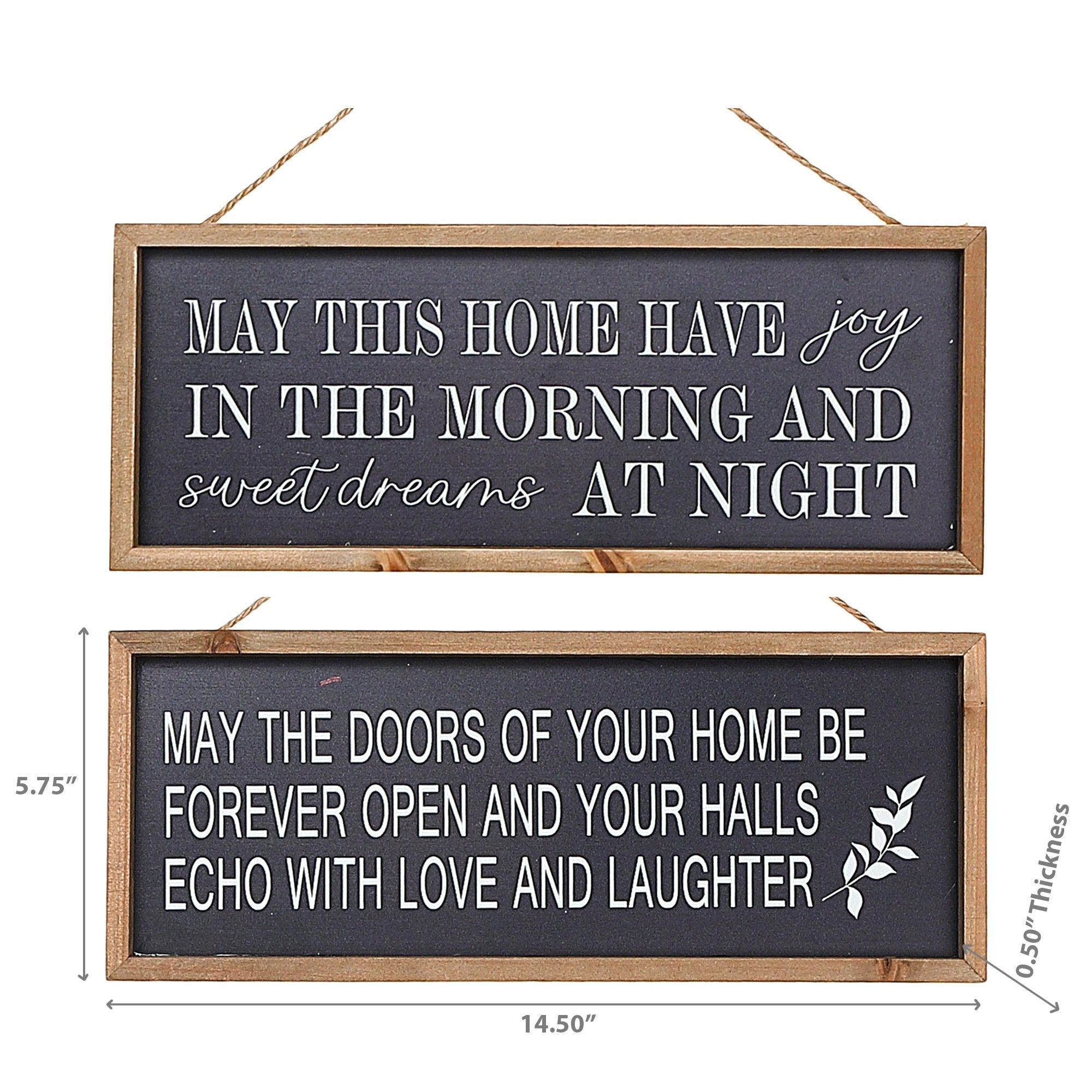 Framed Rectangular Wood Sign "May Your Home Be Filled With" Set Of 2, Inspirational Wall Decor, Farmhouse Accent