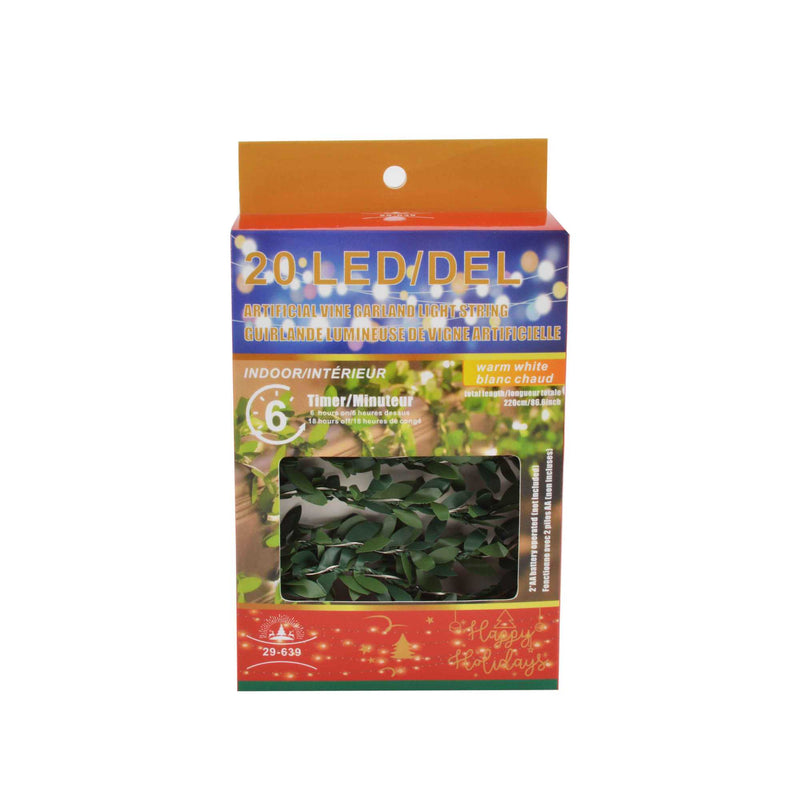 20Led Indoor Vine Garland Lightstring 6Hr Timer (Warm White) - Set of 12