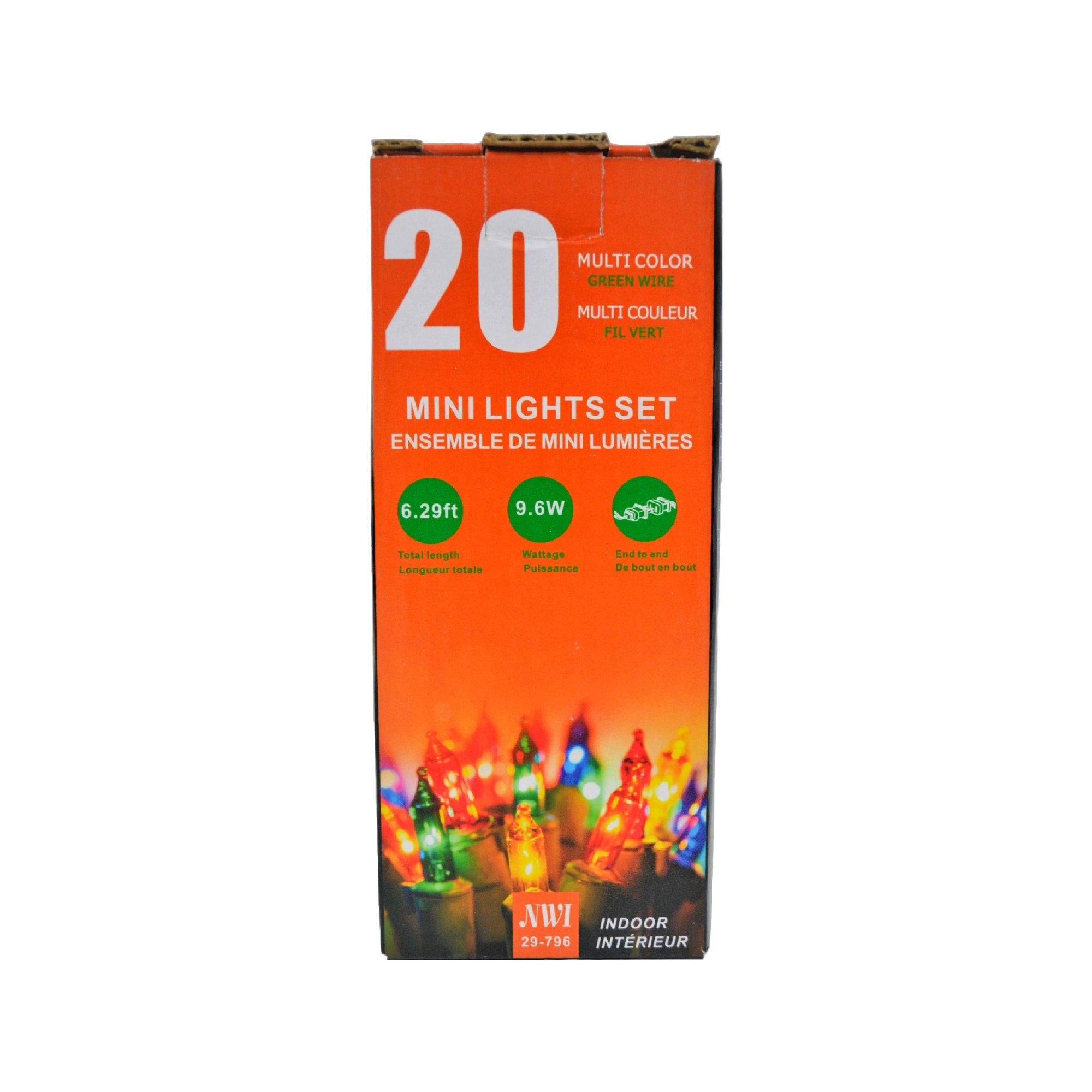 20 Light Indoor Mini String Light Set Multi Color Bulbs - Set of 2 Christmas Tree Lights