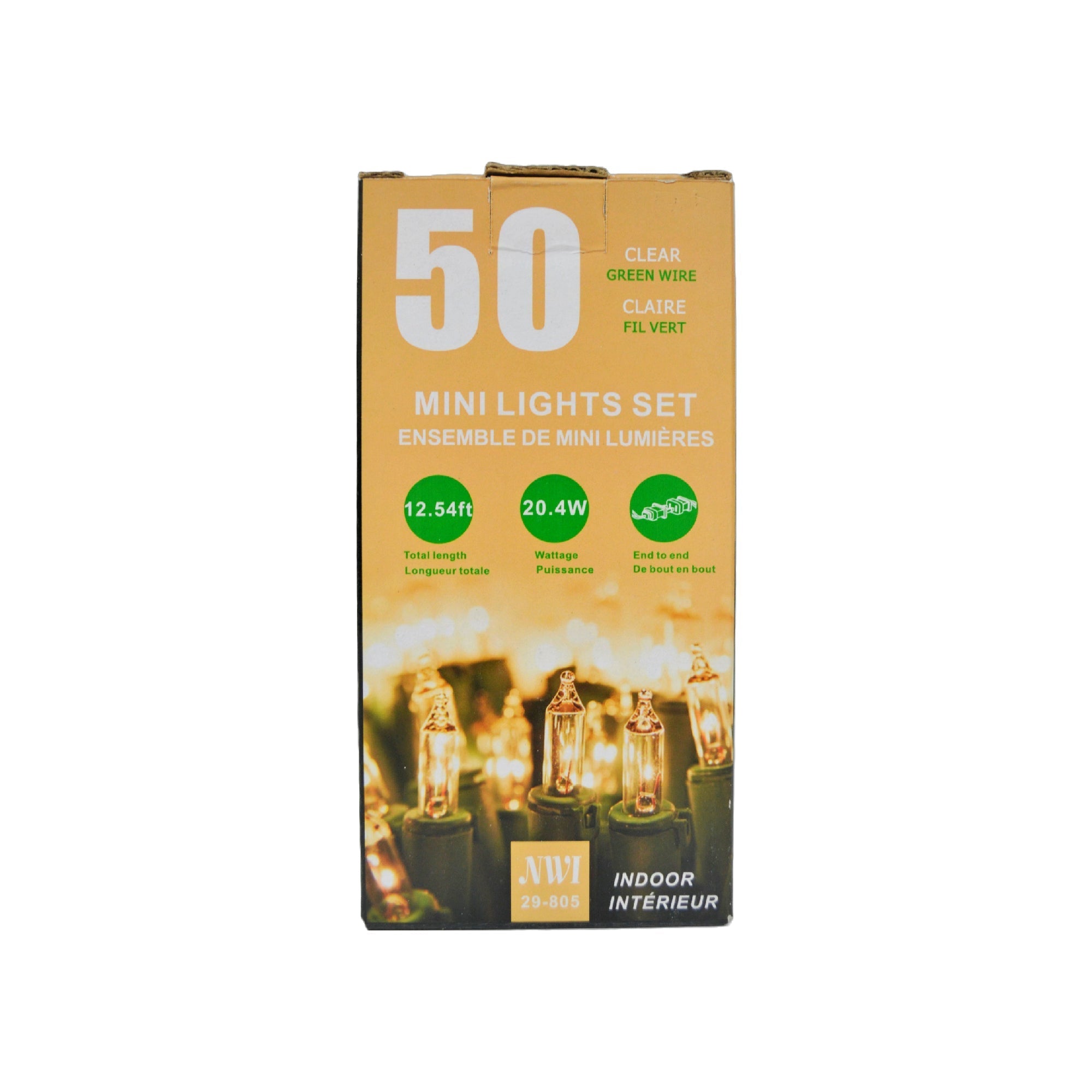 50 Light Indoor Mini String Light Set Clear Bulbs - Set of 2 Indoor Holiday Lights