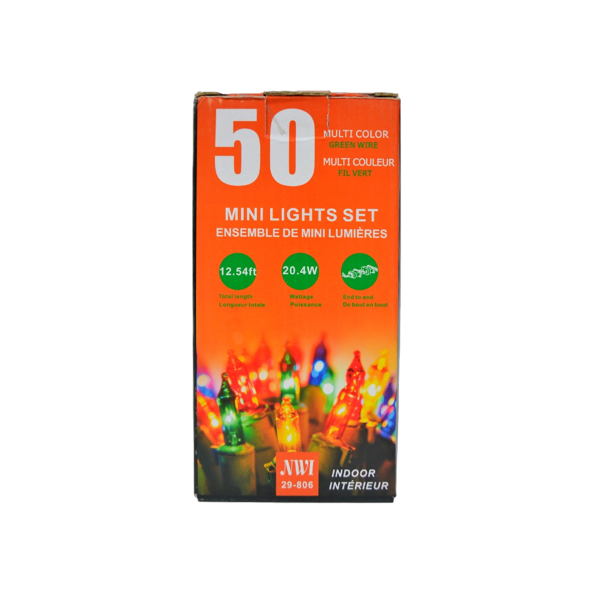 50 Light Indoor Mini String Light Set Multi Color Bulbs - Set of 2 Decorative Christmas Lights
