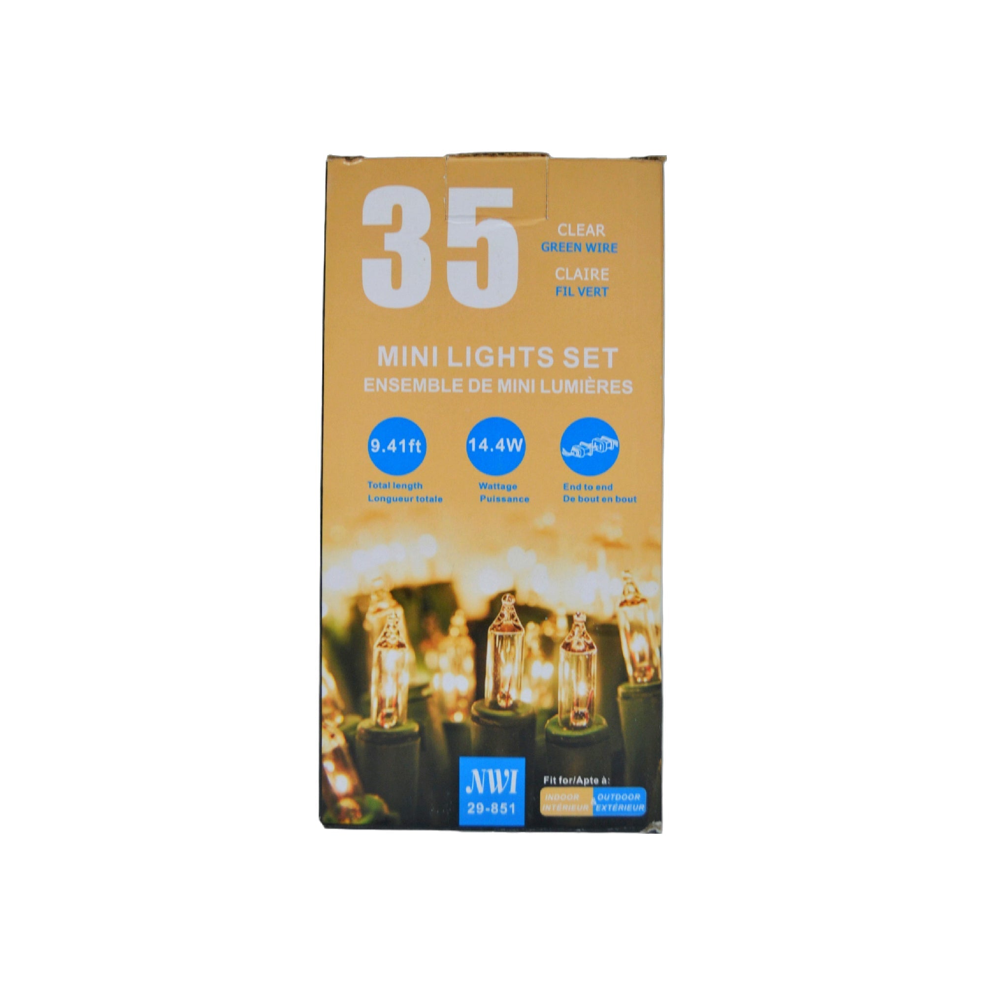 35 Light Indoor Outdoor Mini String Light Set Clear Bulbs - Set of 2 Decorative Holiday String Lights