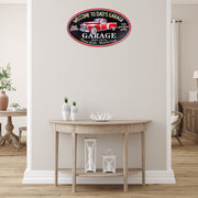 Embossed Oval Metal Sign Welcome To Dad's Garage, Vintage Wall Decor, Garage Accent