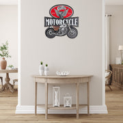 Embossed Metal Sign Motorcycle, Vintage Wall Decor, Man Cave Accent