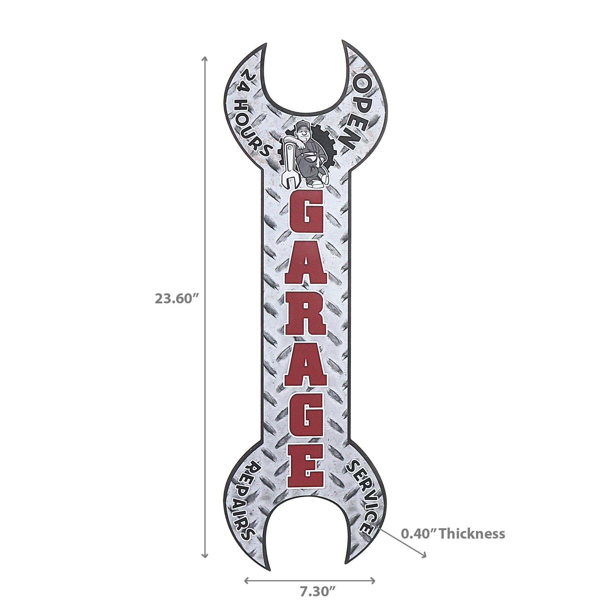 Metal Sign Garage Wrench, Vintage Wall Art, Man Cave Decor