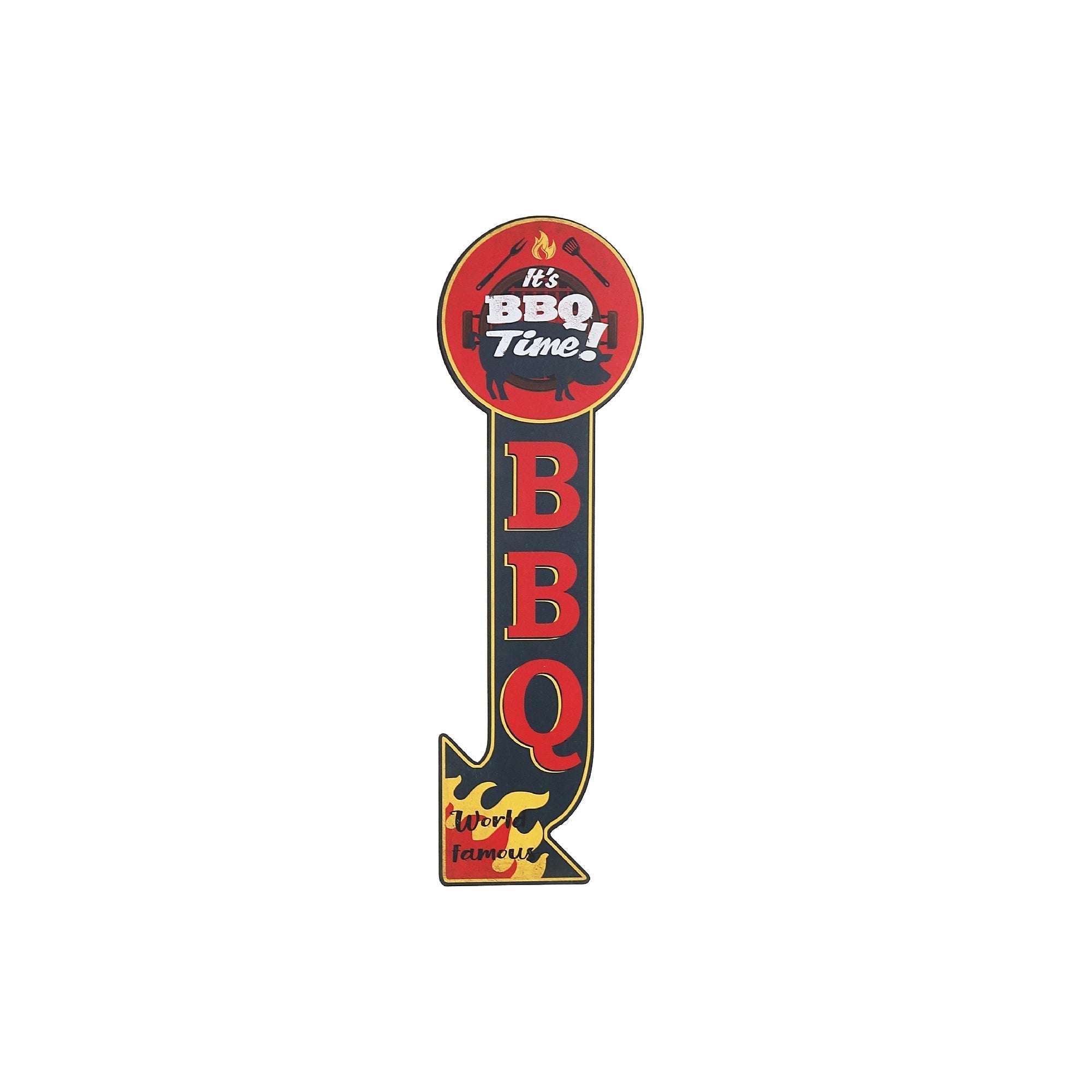 Metal Sign It's BBQ Time, Outdoor Wall Decor, Grill Area Accent