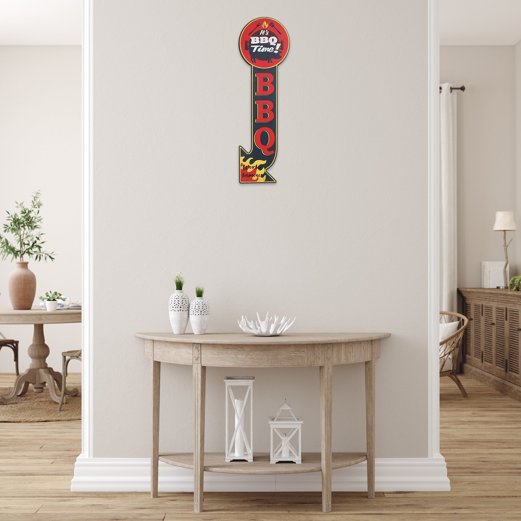 Metal Sign It's BBQ Time, Outdoor Wall Decor, Grill Area Accent