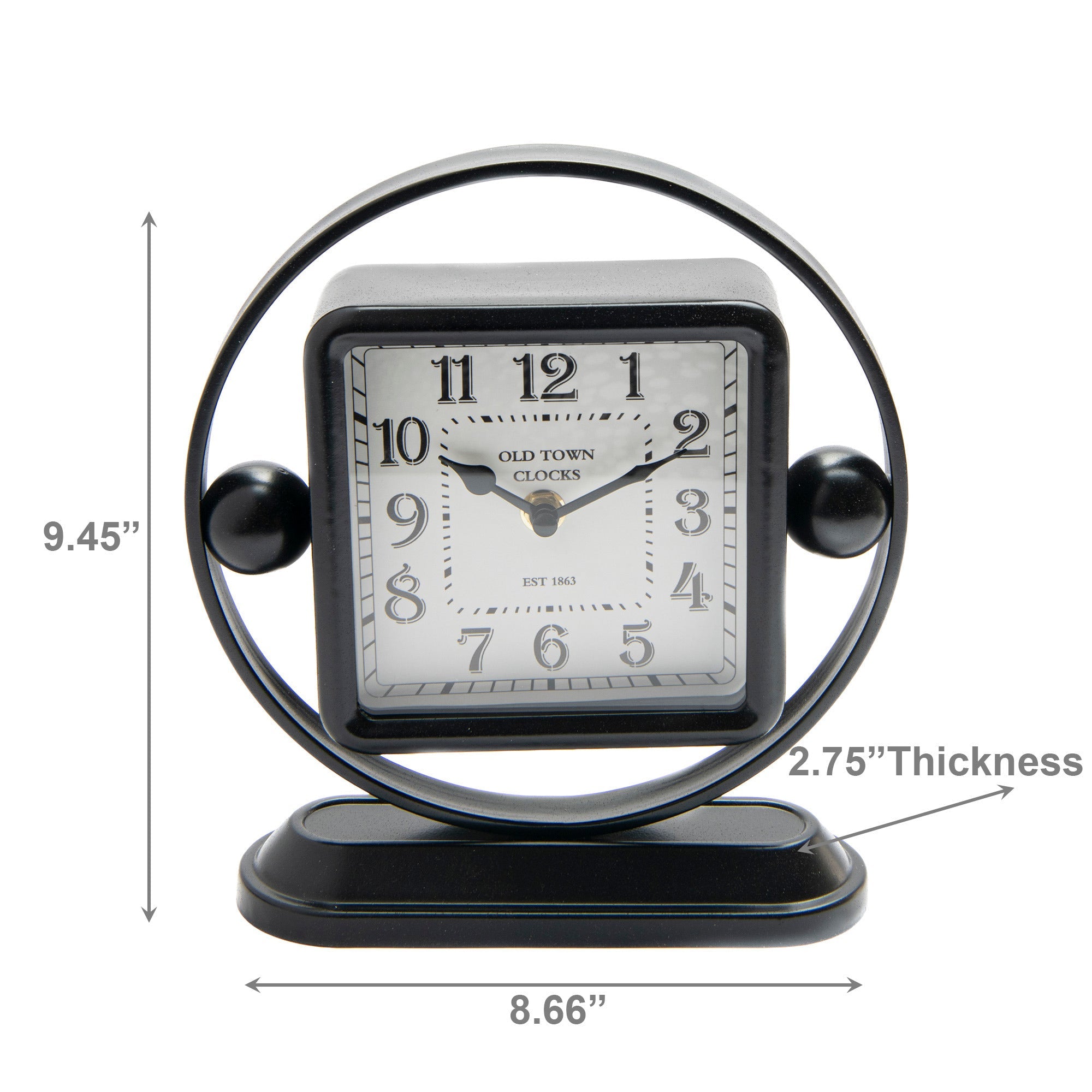 Vintage Old Town Square Style Iron Table Clock