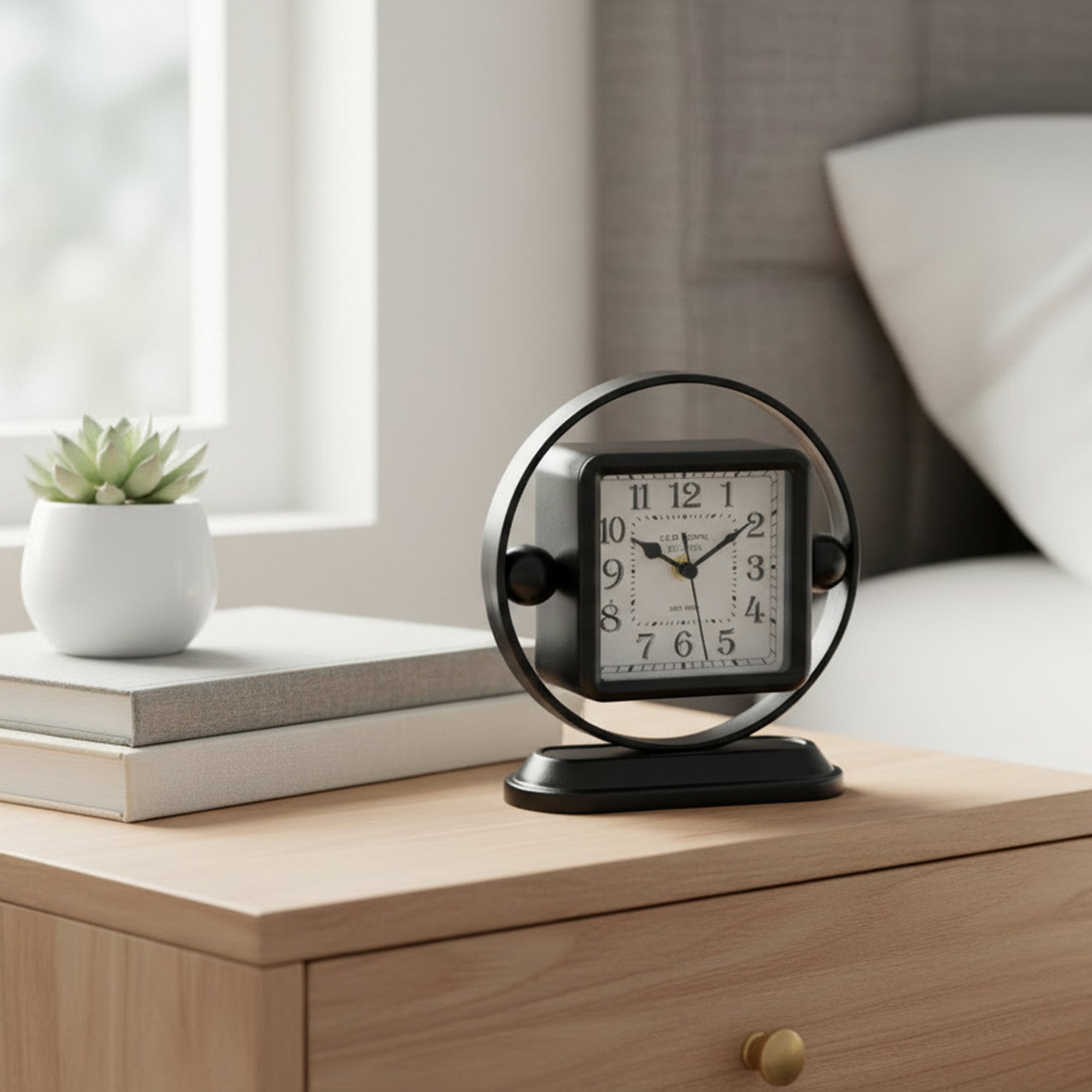 Vintage Old Town Square Style Iron Table Clock