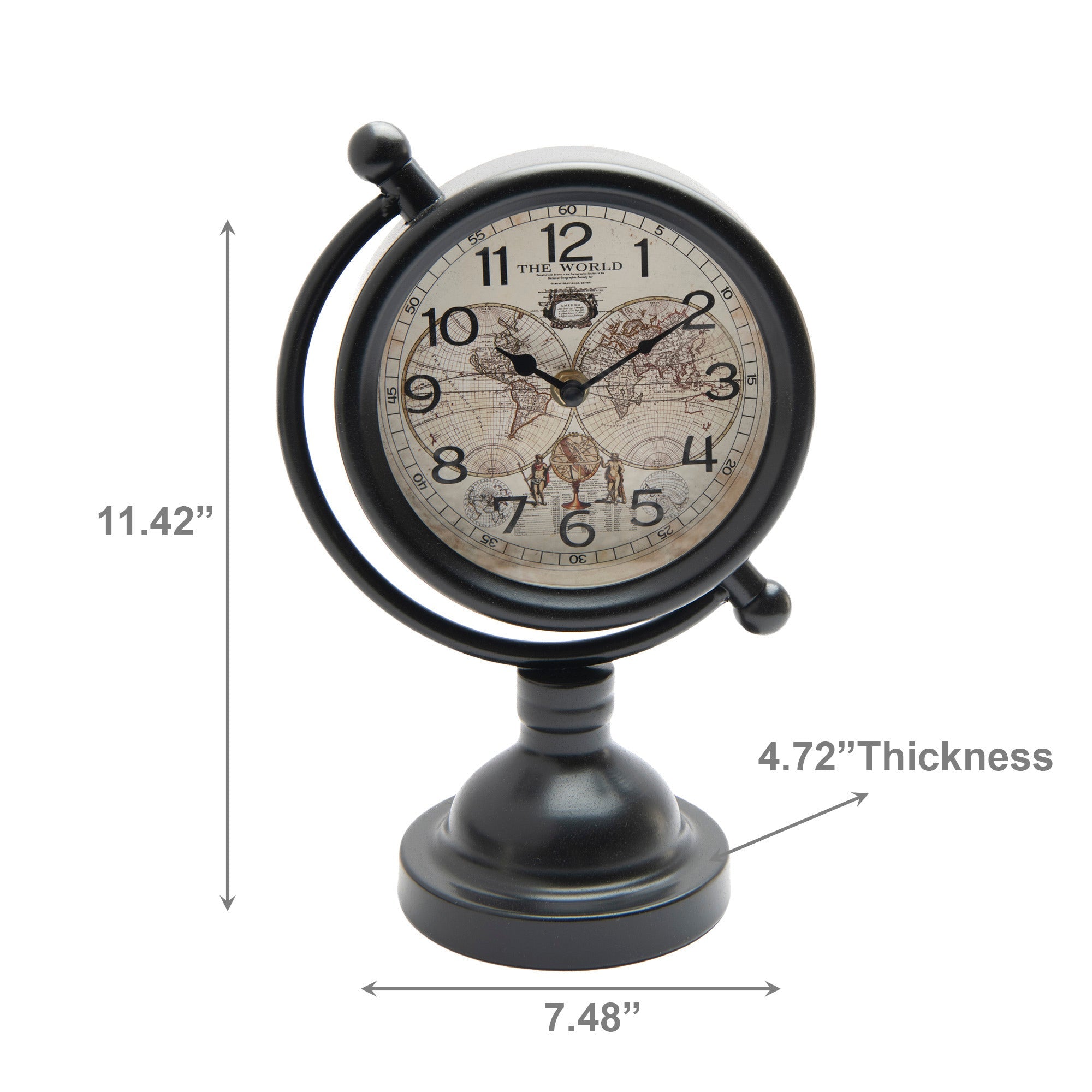 Classic Globe-Shaped Vintage Iron Table Clock