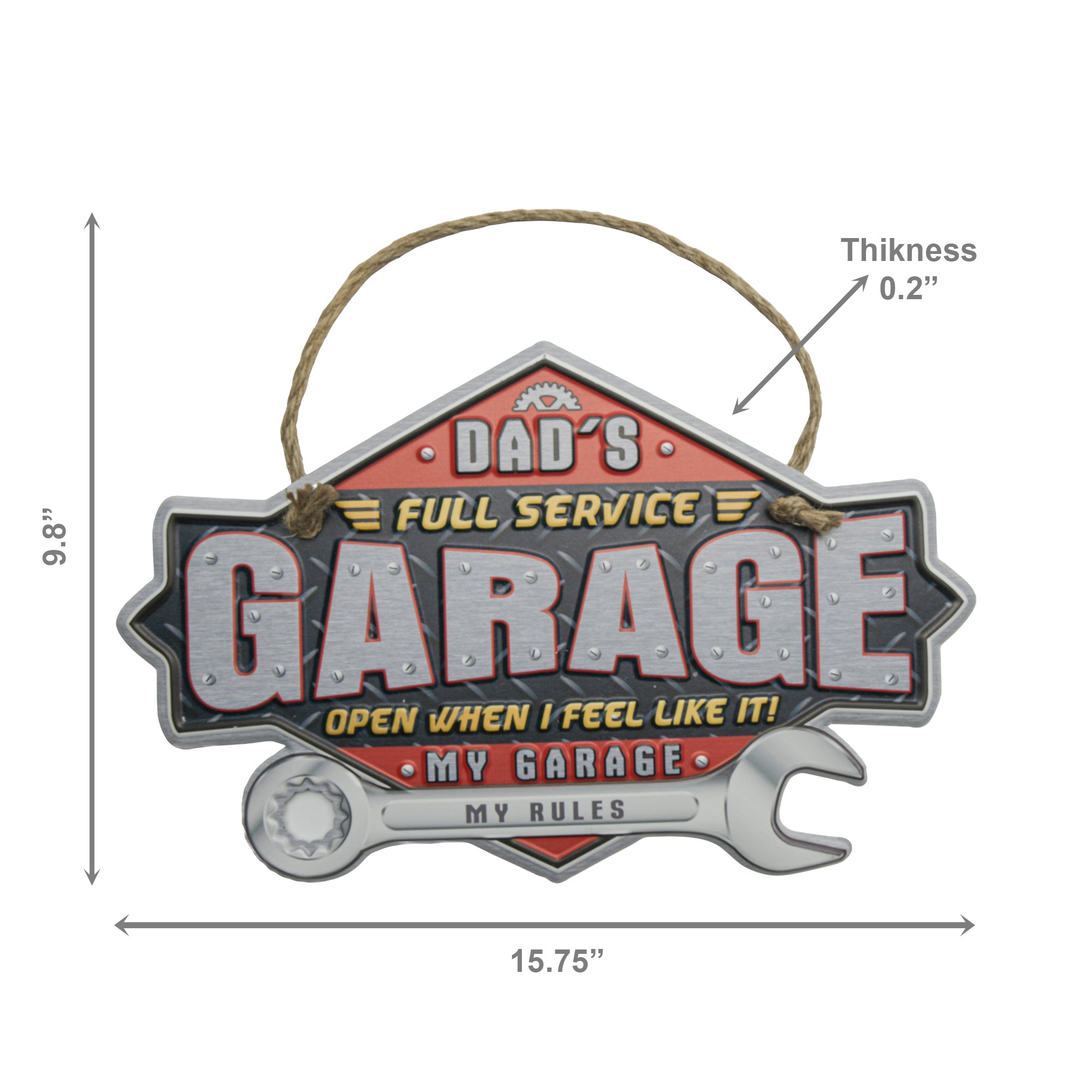 Embossed Metal Wall Sign “Dad’s Full Service Garage” - Set of 2