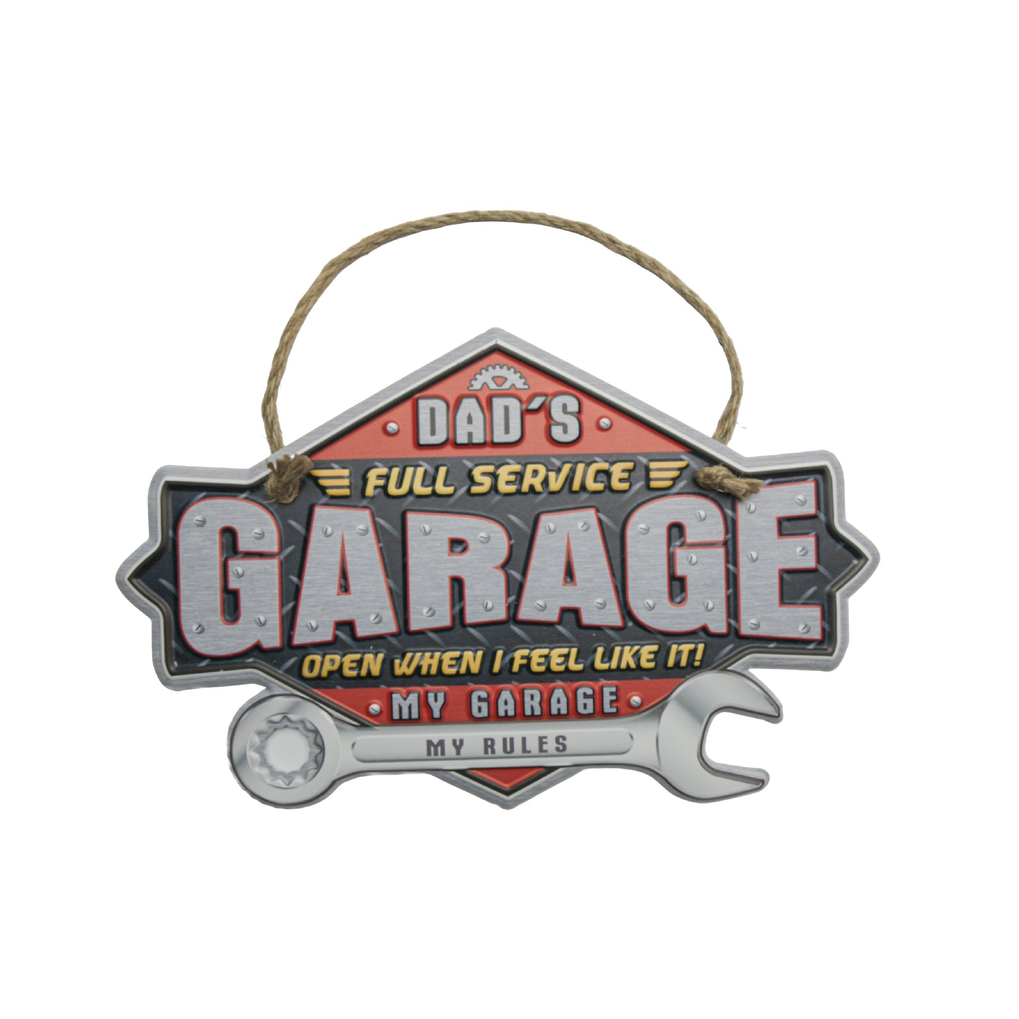 Embossed Metal Wall Sign “Dad’s Full Service Garage” - Set of 2