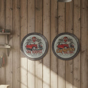 Assorted Round Metal Wall Signs “Car Service” - Set of 2