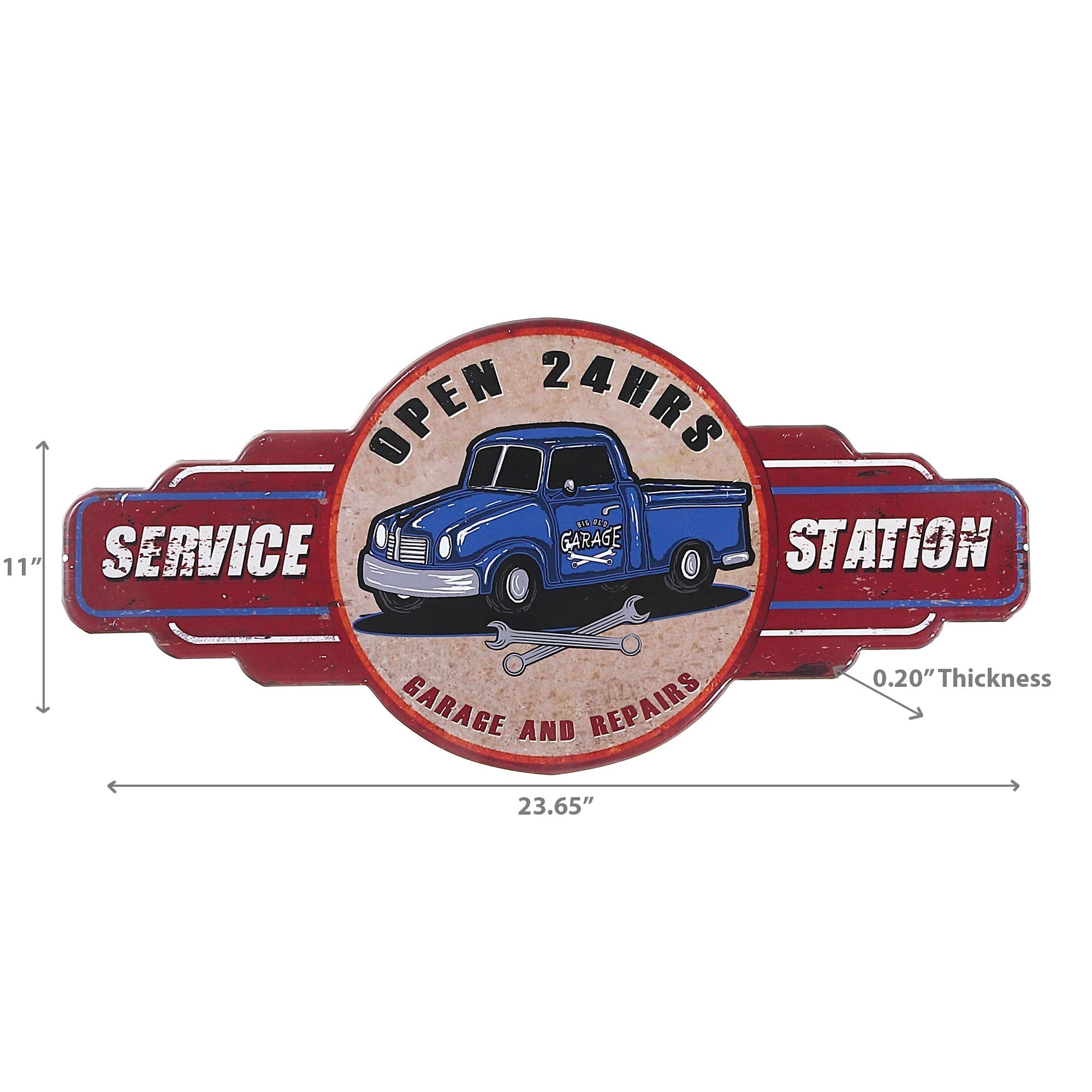 Embossed Metal Wall Sign Service Station, Vintage Wall Decor, Garage Accent