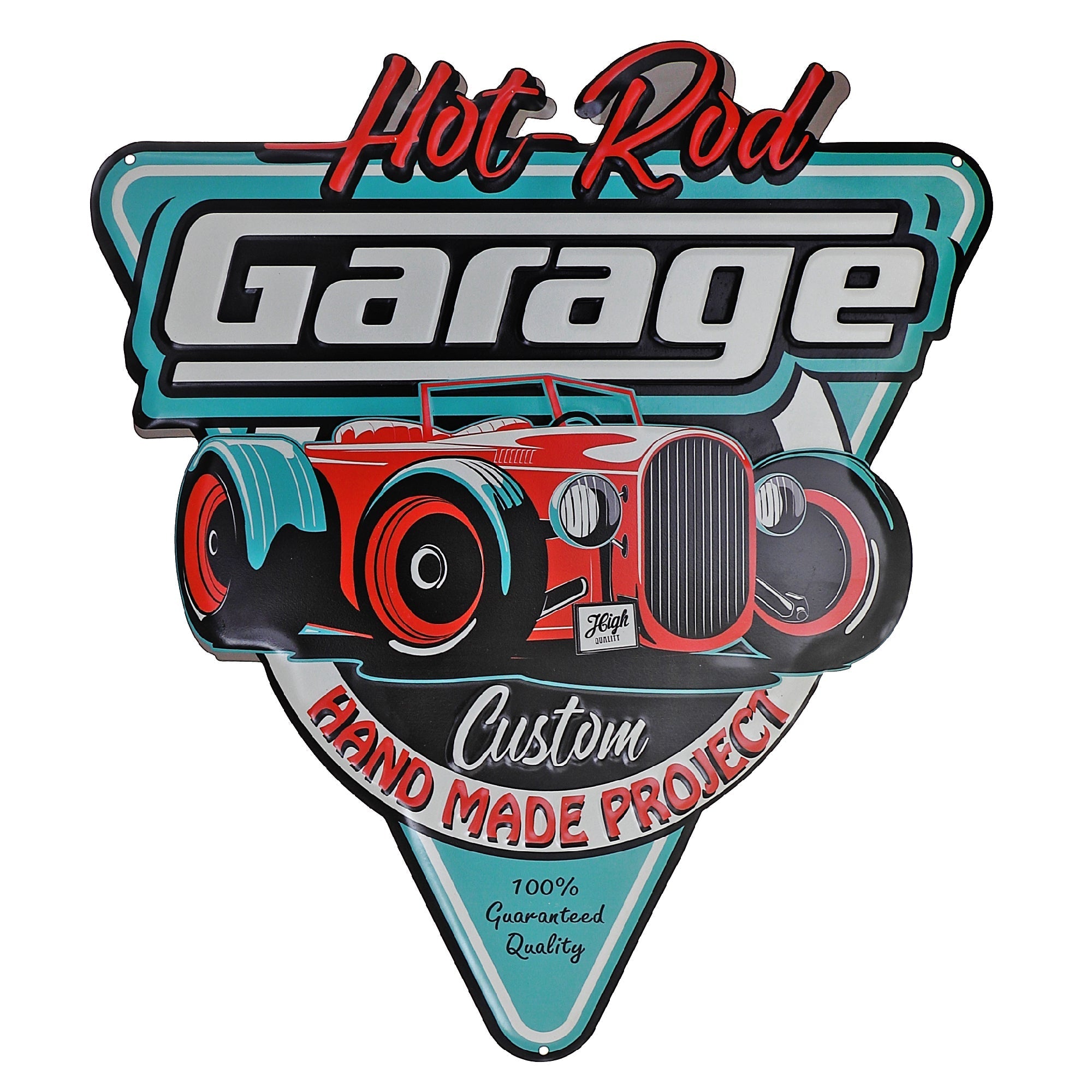 Embossed Metal Garage Sign Custom Hand Made Project Area, Workshop Wall Decor