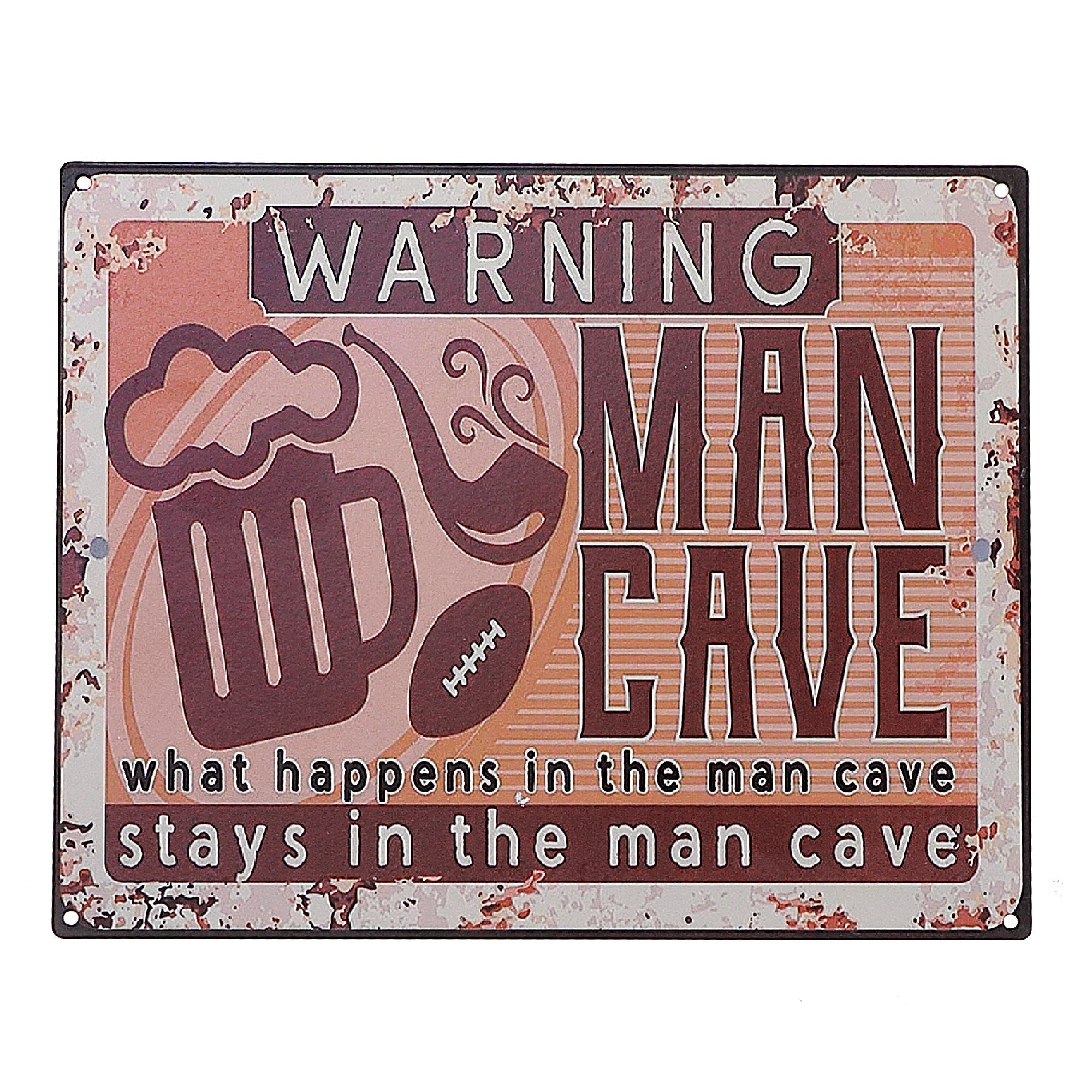 Embossed Metal Wall Sign Man Cave & Don'T Touch My Tools Set Of 2, Man Cave Metal Wall Sign Set Of 2, Garage Decor
