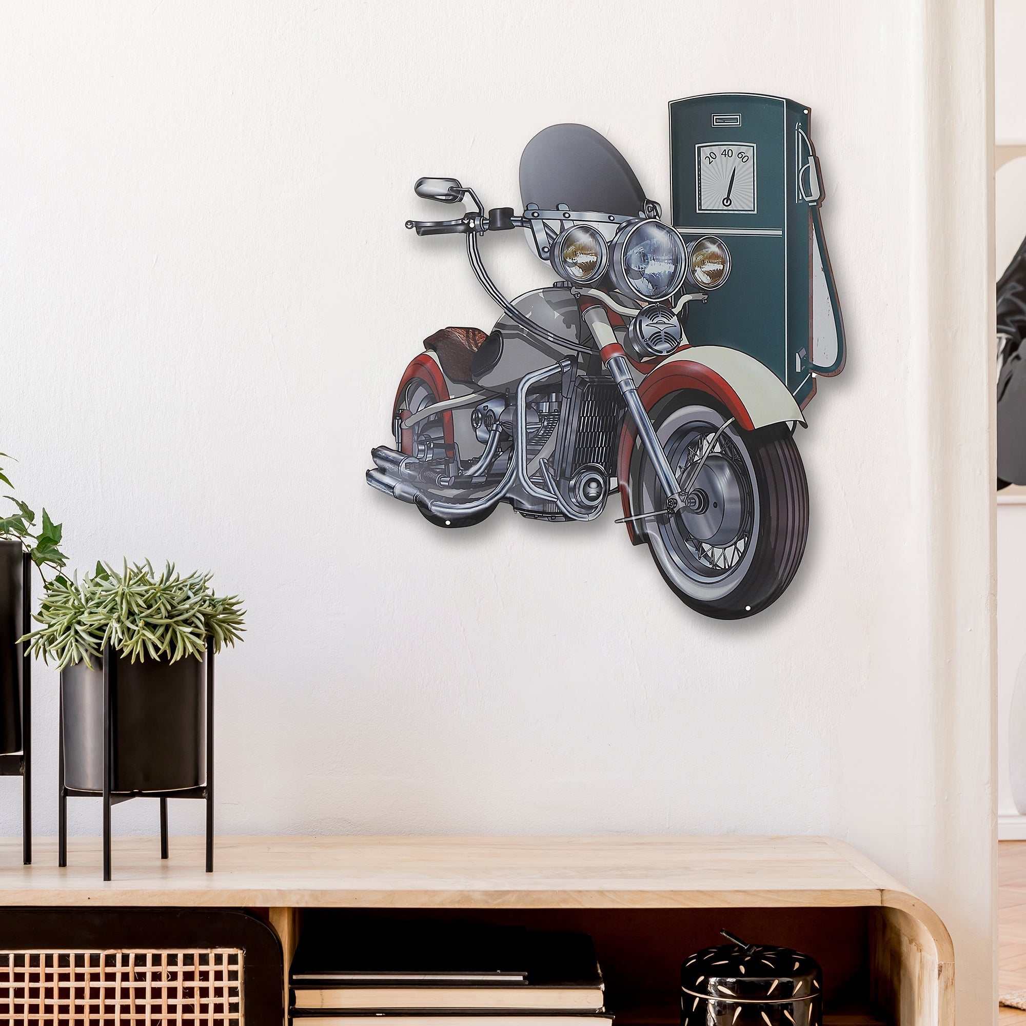 Embossed Metal Wall Sign Motorcycle, Embossed Motorcycle Metal Wall Decor, Vintage Garage Sign