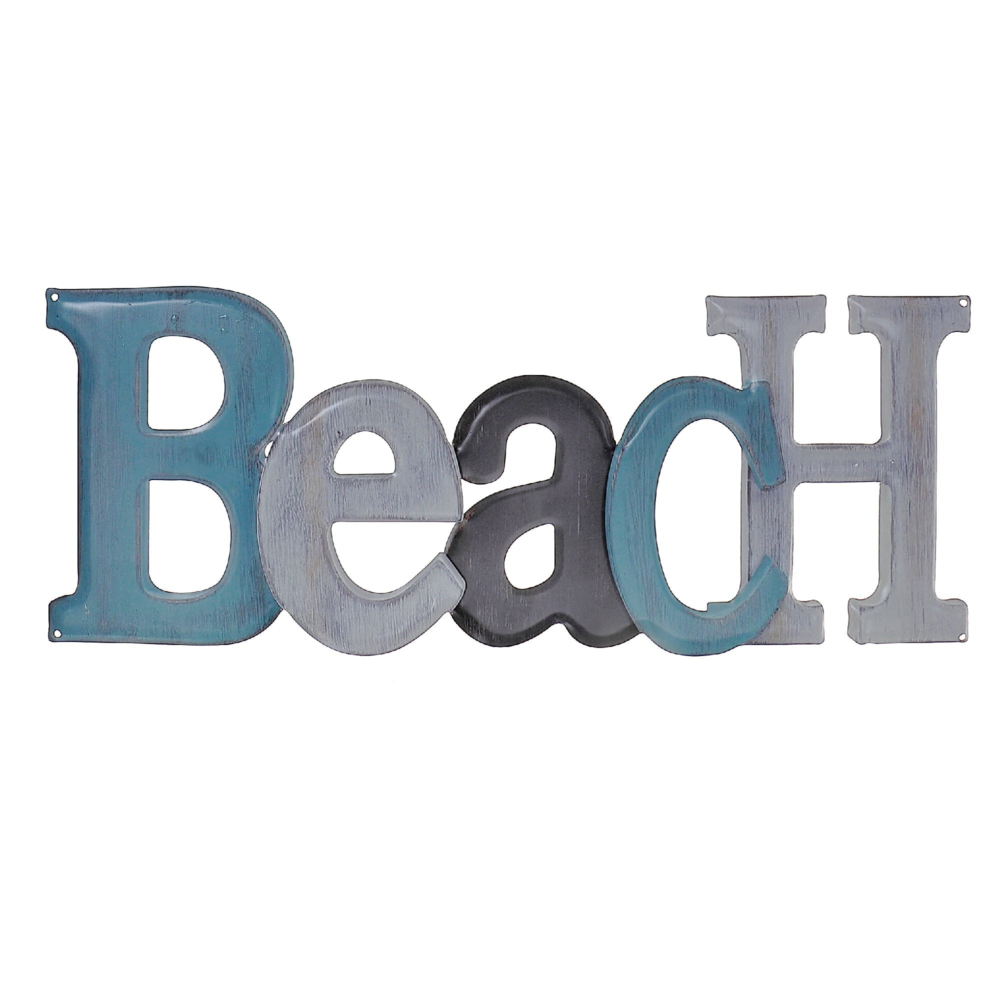 Embossed Metal Beach Wall Sign, Coastal Nautical Wall Decor