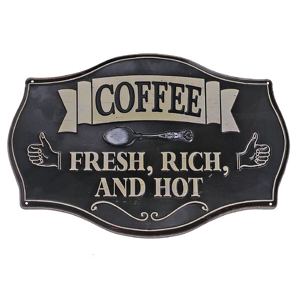 Embossed Metal Wall Sign Coffee Fresh