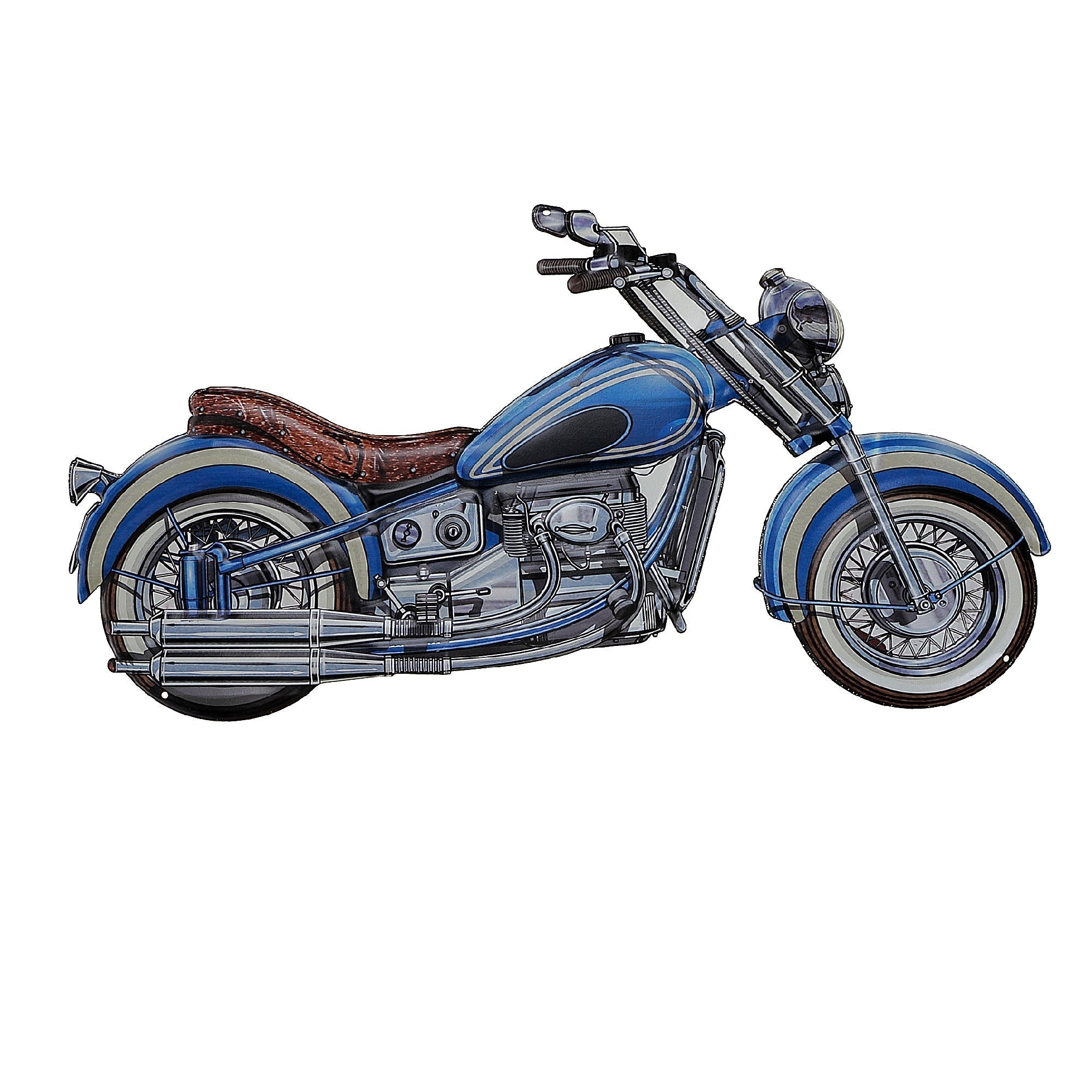 Embossed Metal Wall Sign Blue Motorcycle, Embossed Metal Wall Sign Blue Motorcycle, Vintage Garage Decor