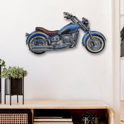 Embossed Metal Wall Sign Blue Motorcycle, Embossed Metal Wall Sign Blue Motorcycle, Vintage Garage Decor