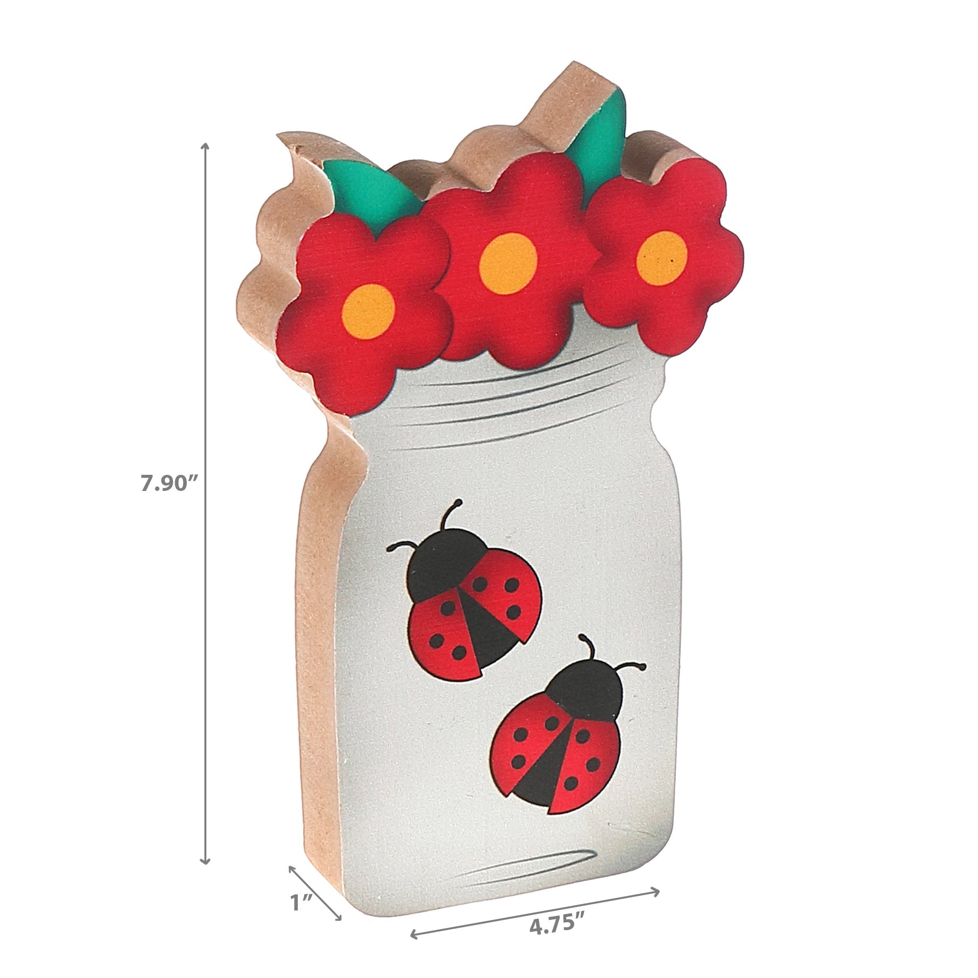 Wooden Ladybug Mason Jar Decor, Farmhouse Table Decor, Garden Accent