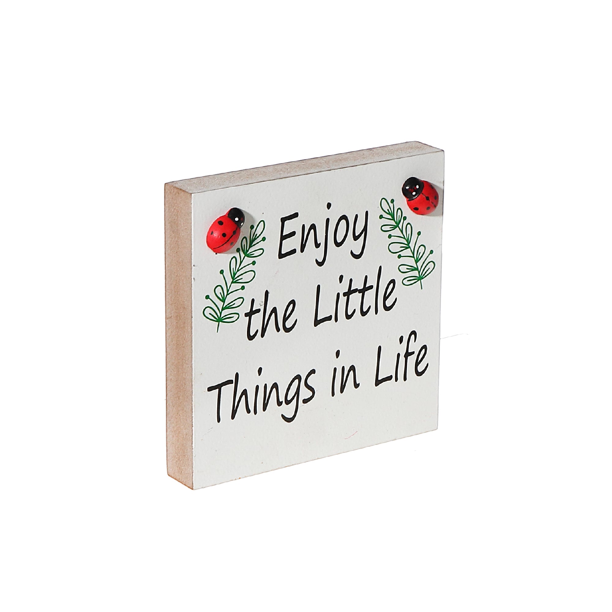 Wood Block Enjoy The Little Things In Life, Inspirational Desk Decor, Rustic Accent