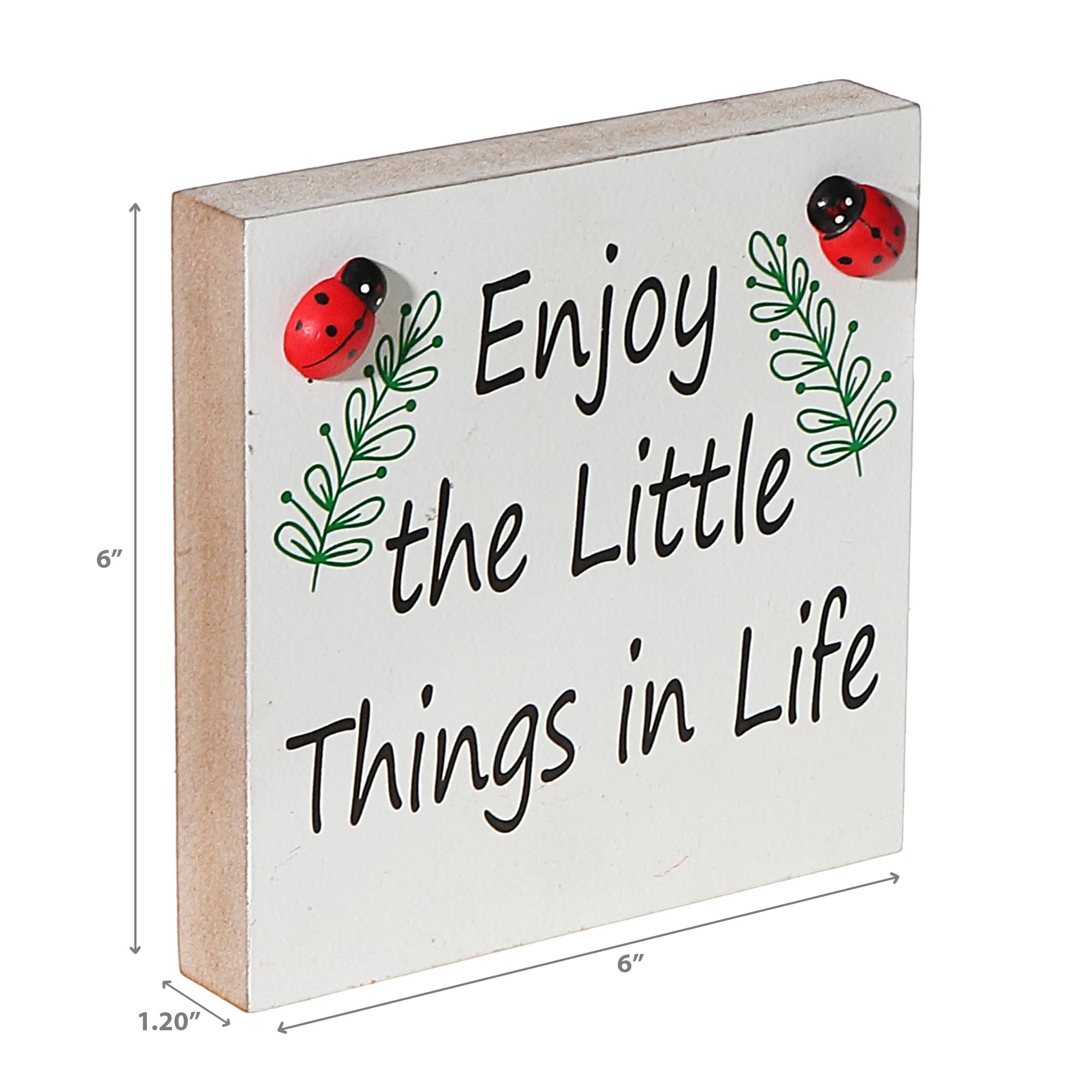 Wood Block Enjoy The Little Things In Life, Inspirational Desk Decor, Rustic Accent