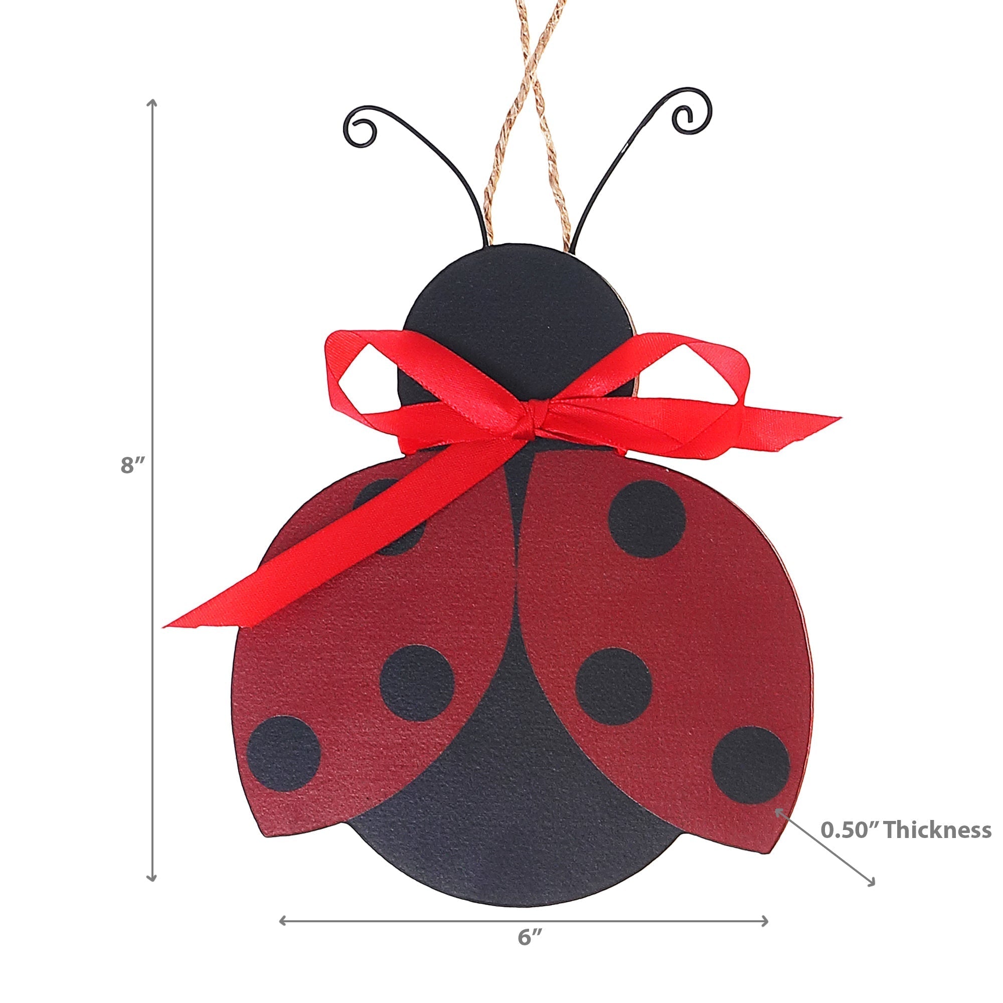 Wooden Ladybug Figurine Wall Hanger, Garden Wall Decor, Home Accent