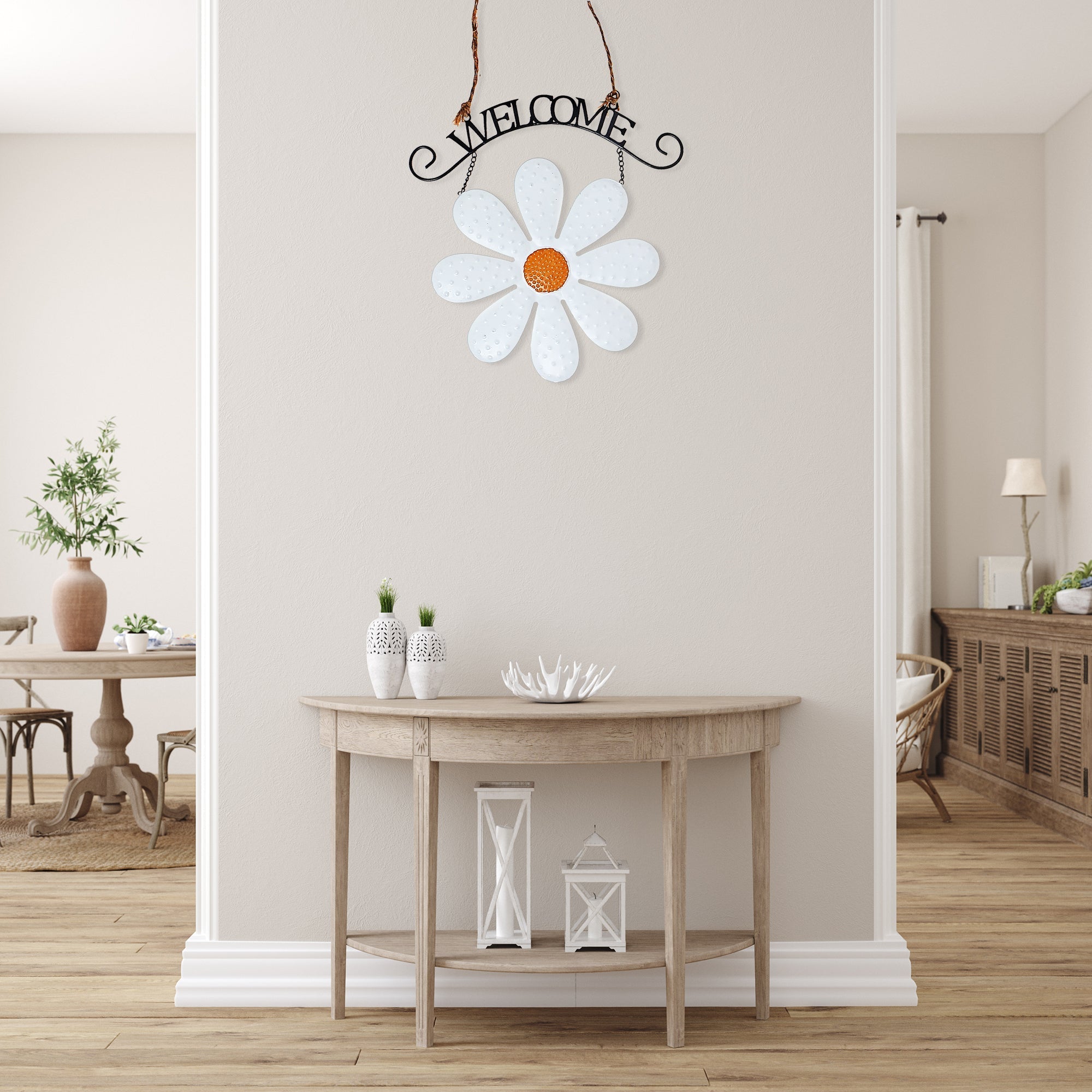 Welcome Daisy Hanger Wall Decor, Garden Wall Accent, Farmhouse Style