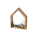 Wood House Shape & Tube Bottle With Metal Love & Home - Set of 2